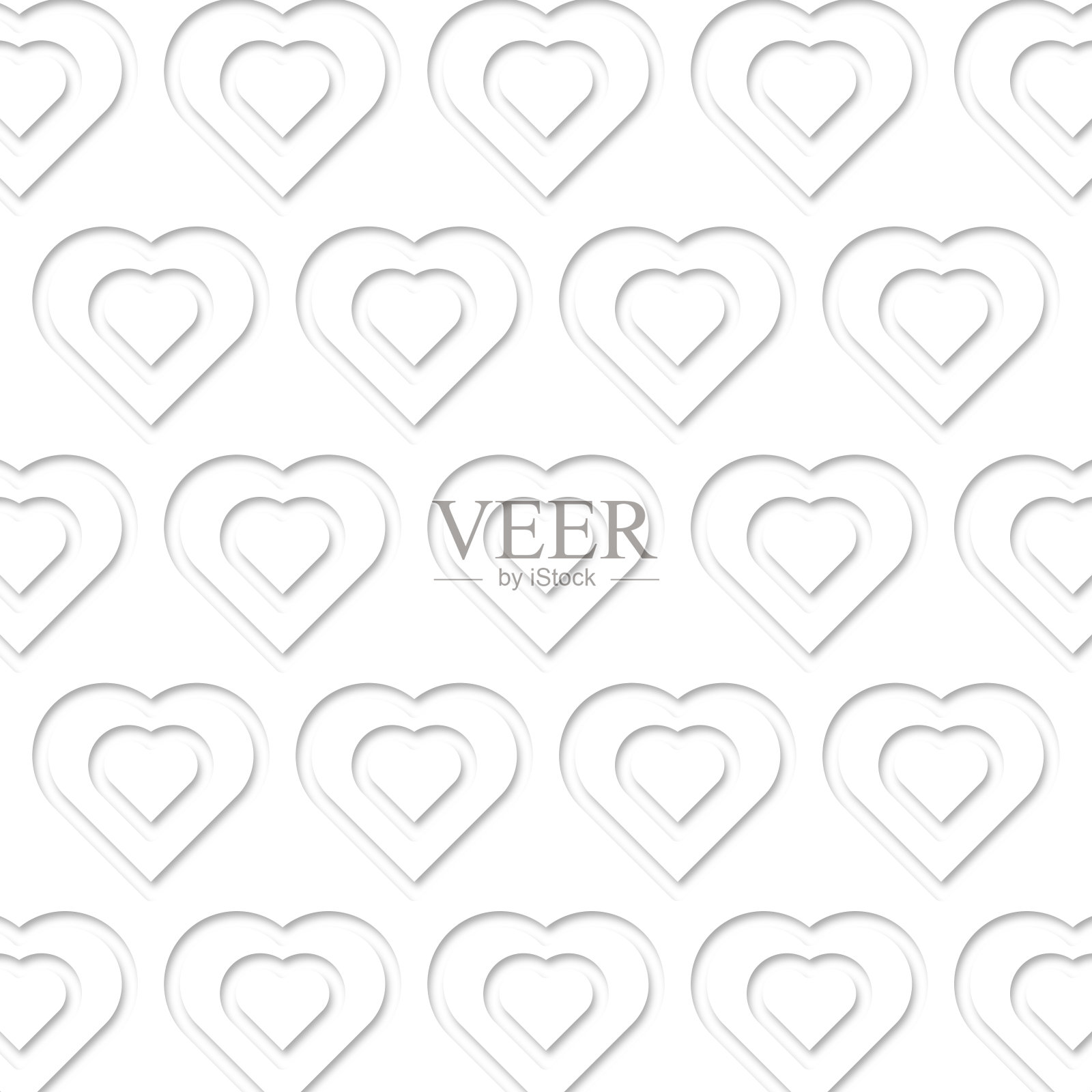 双3D心与阴影模式插画图片素材