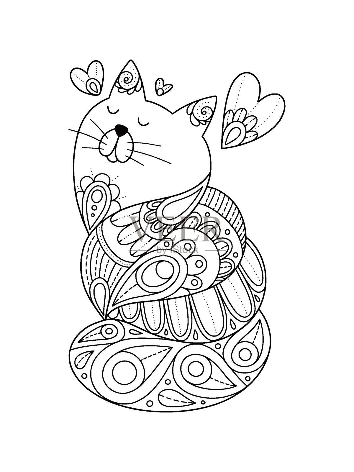 用猫着色页面插画图片素材