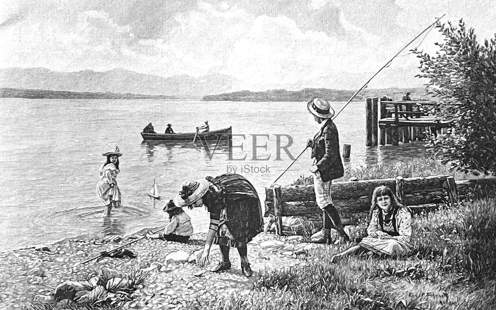 看，孩子们在玩耍插画图片素材