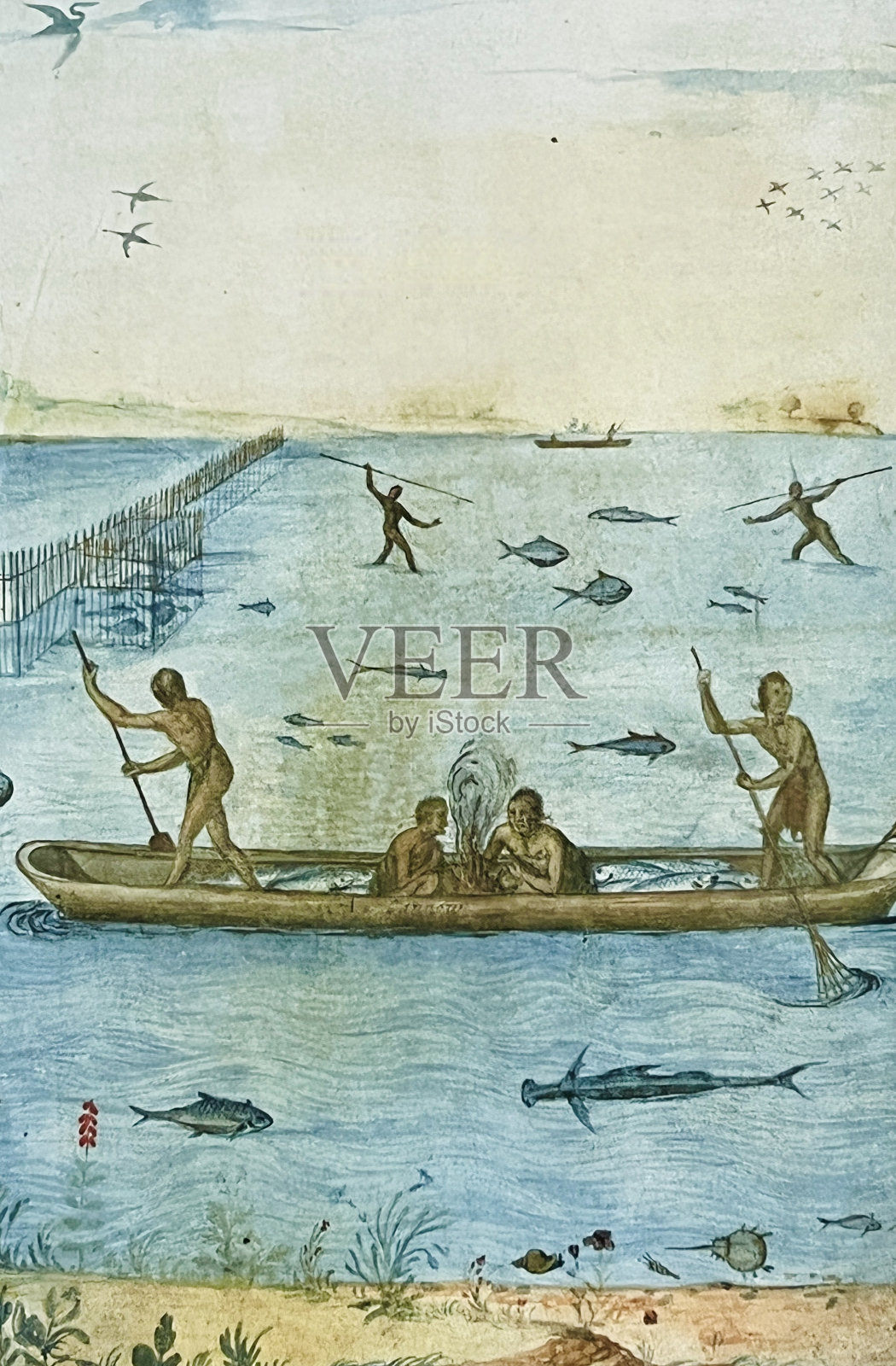 大西洋沿岸的印第安人插画图片素材