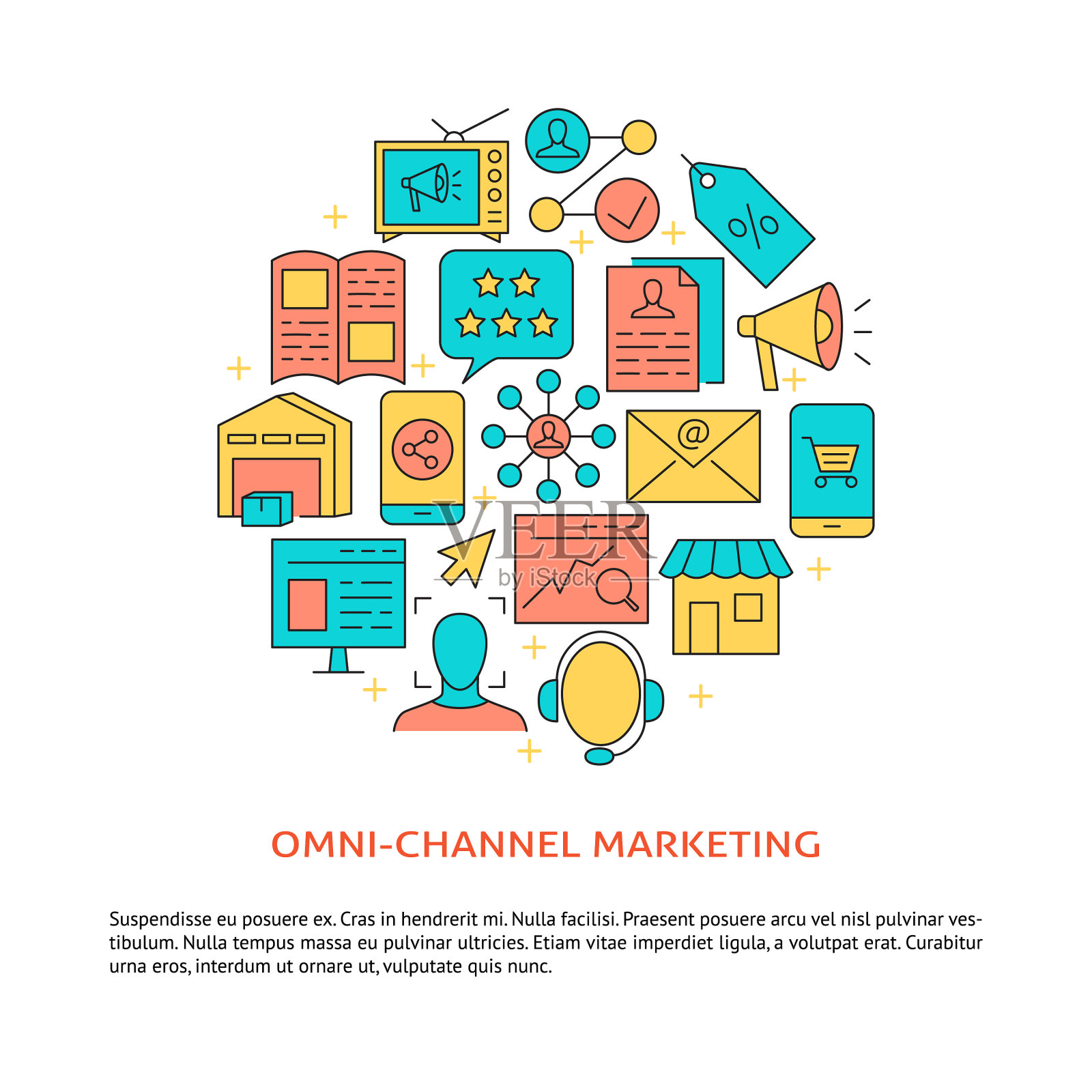 全渠道营销环视海报概念插画图片素材