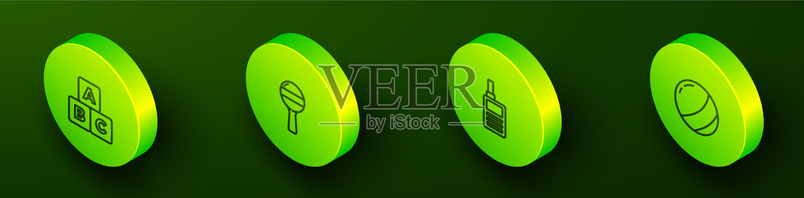 设置等距线ABC积木摇铃婴儿玩具图标素材