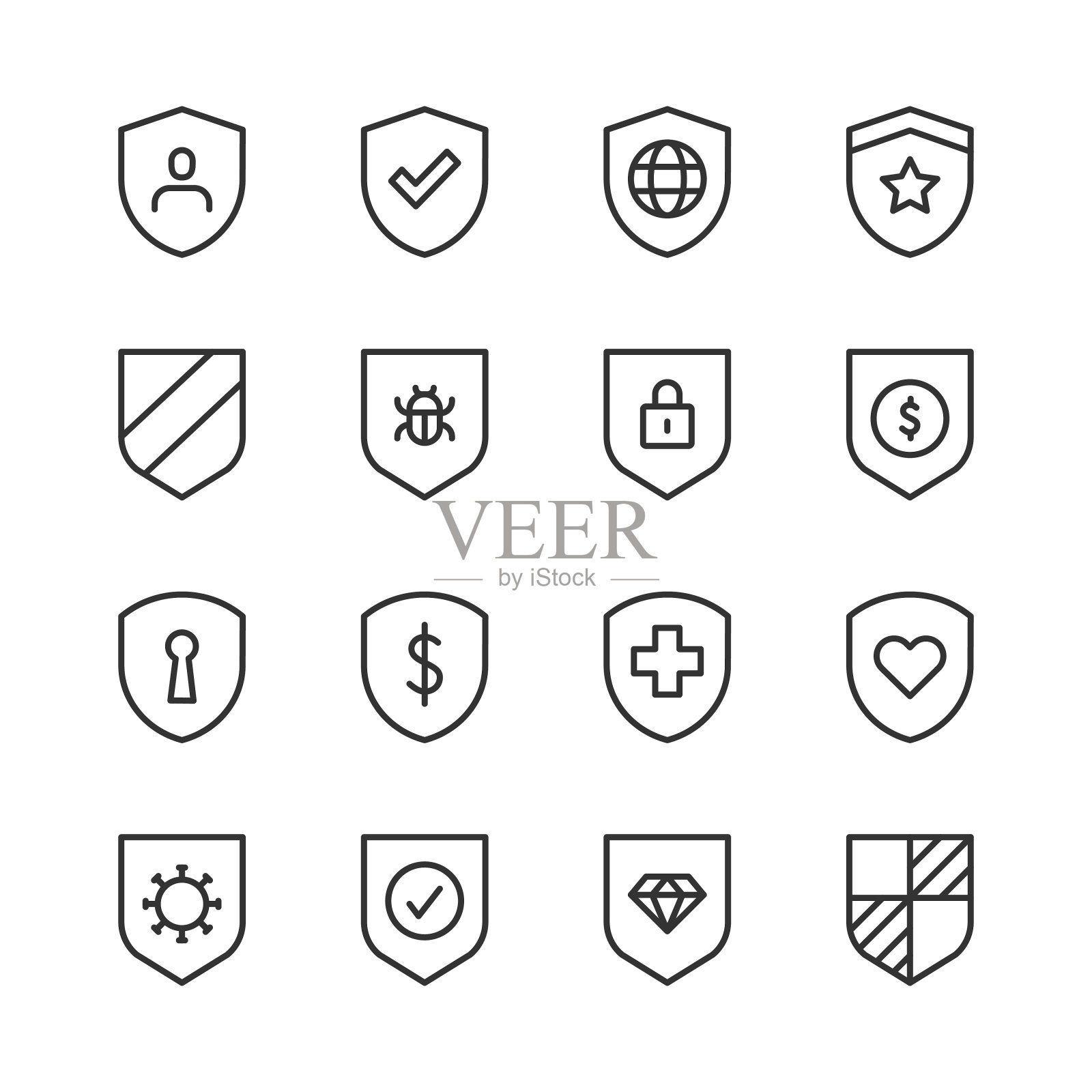 盾和安全图标-单线系列插画图片素材