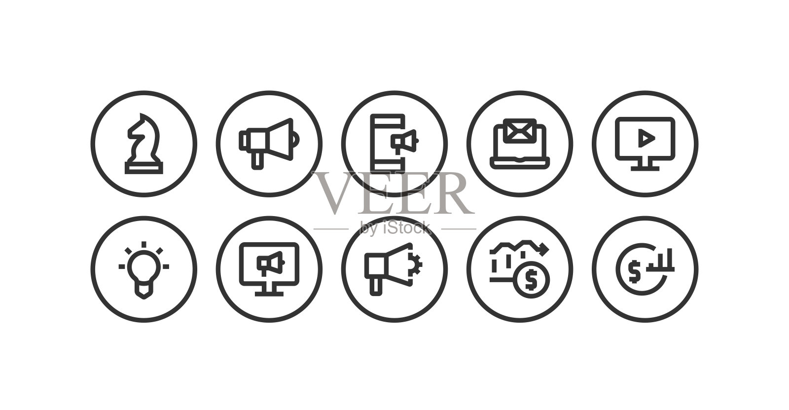 市场营销，广告，战略，市场，数字营销图标插画图片素材