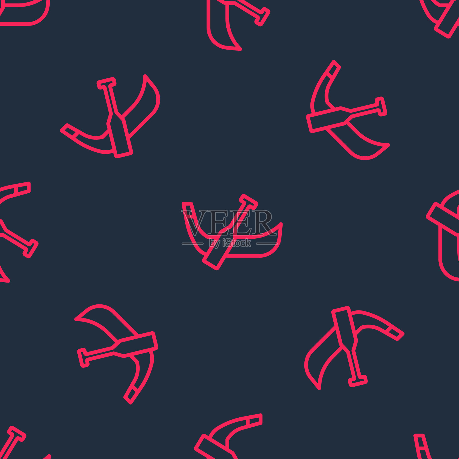 红线贡多拉船意大利威尼斯图标孤立插画图片素材