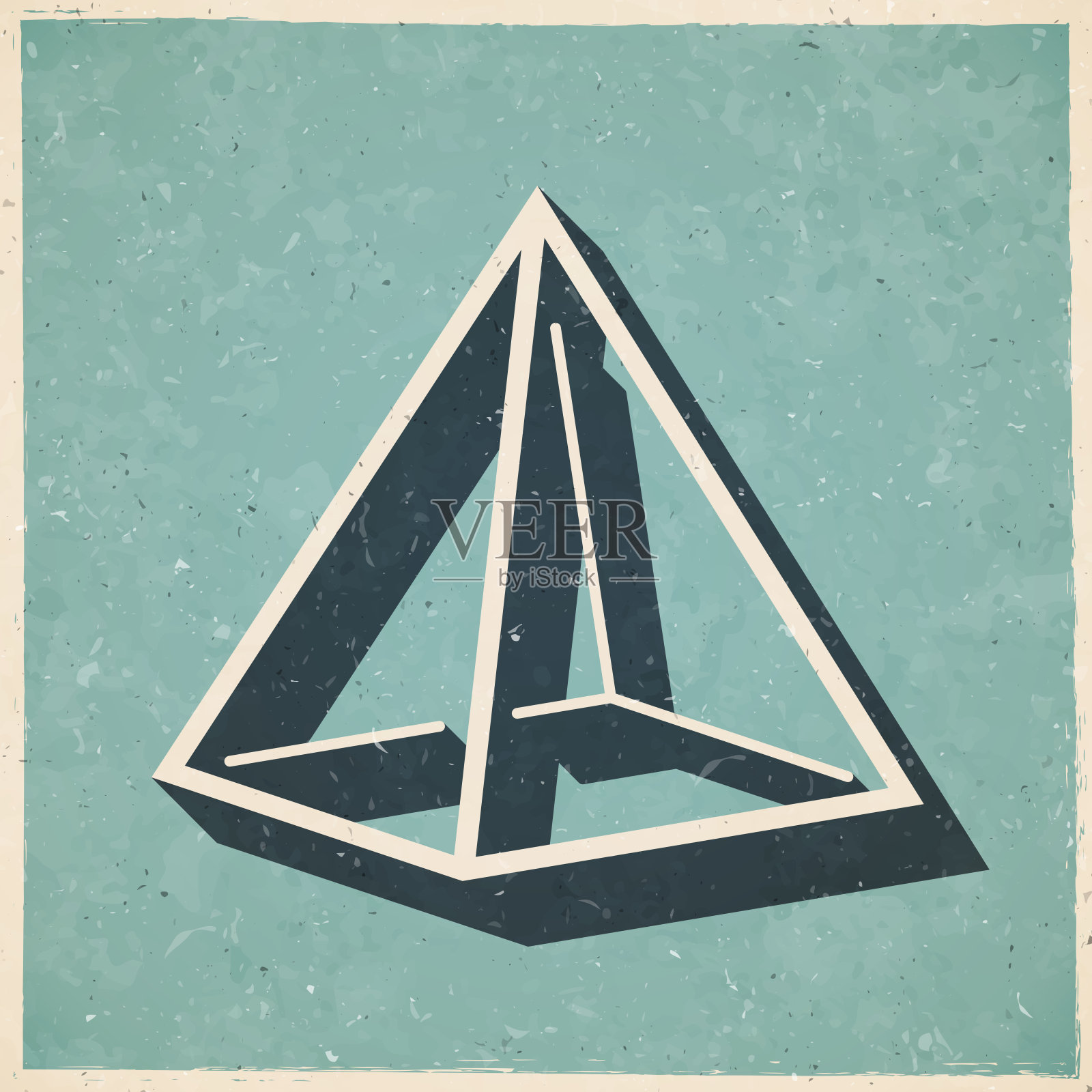 金字塔。复古风格的图标-旧的纹理纸插画图片素材