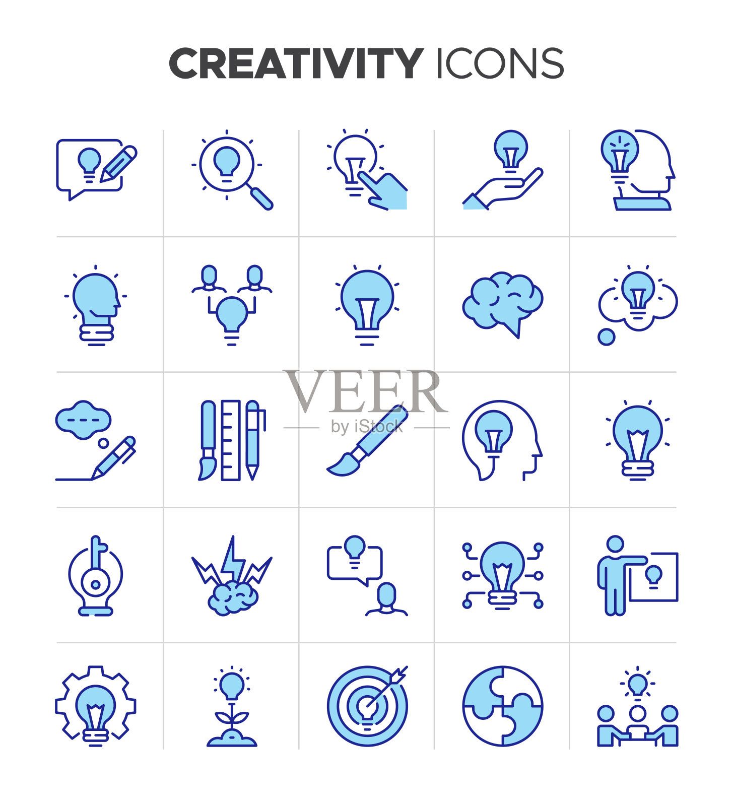 彩色线条风格的创意图标-像素完美和32px插画图片素材