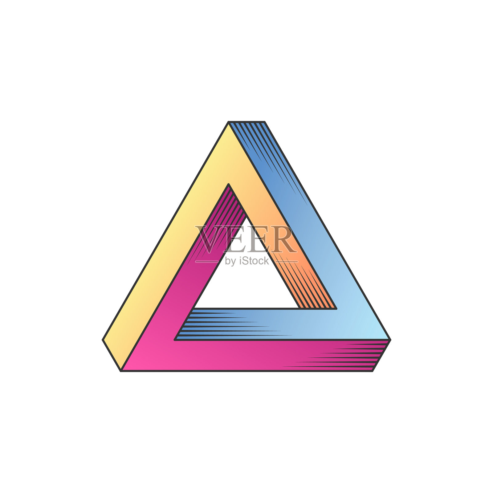 带线的不可能三角形插画图片素材