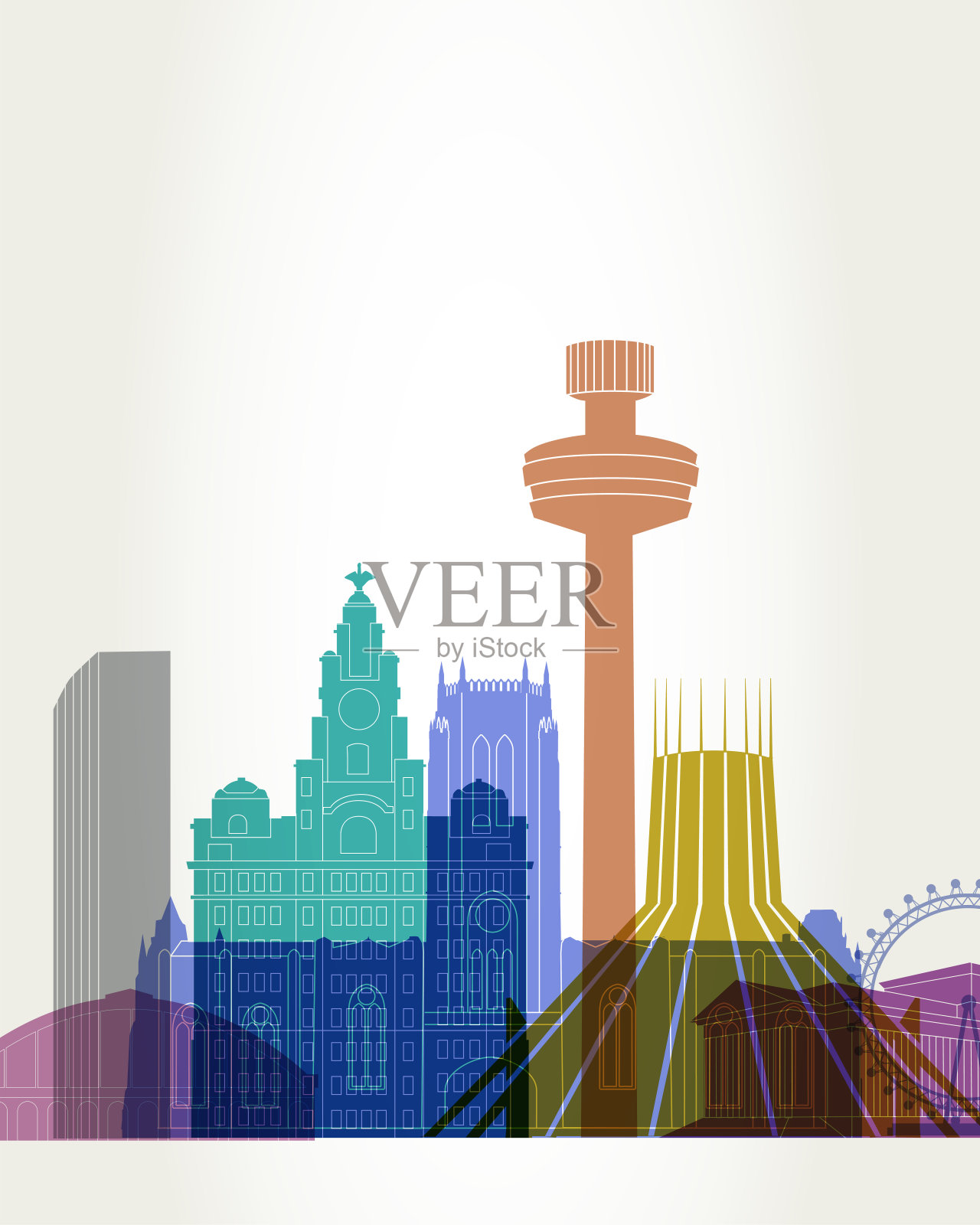 利物浦的天际线插画图片素材