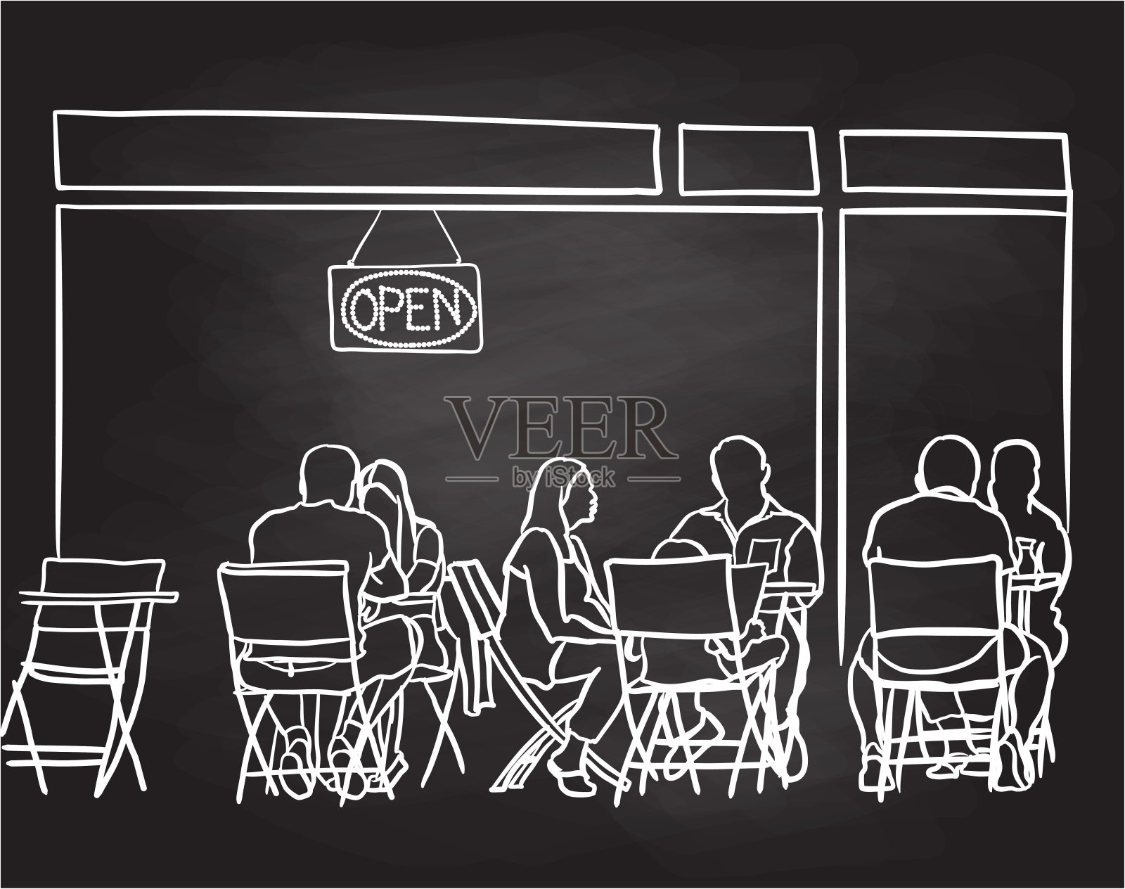 坐在椅子上的人插画图片素材