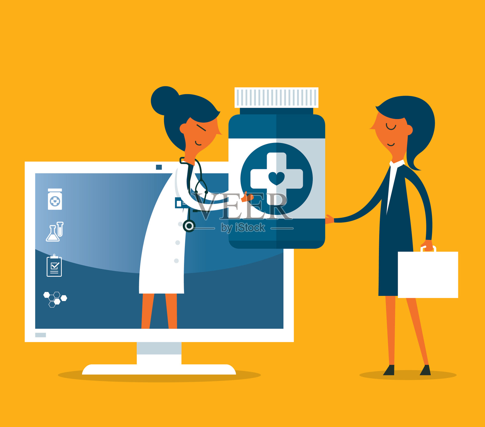 医疗保健服务-电脑插画图片素材