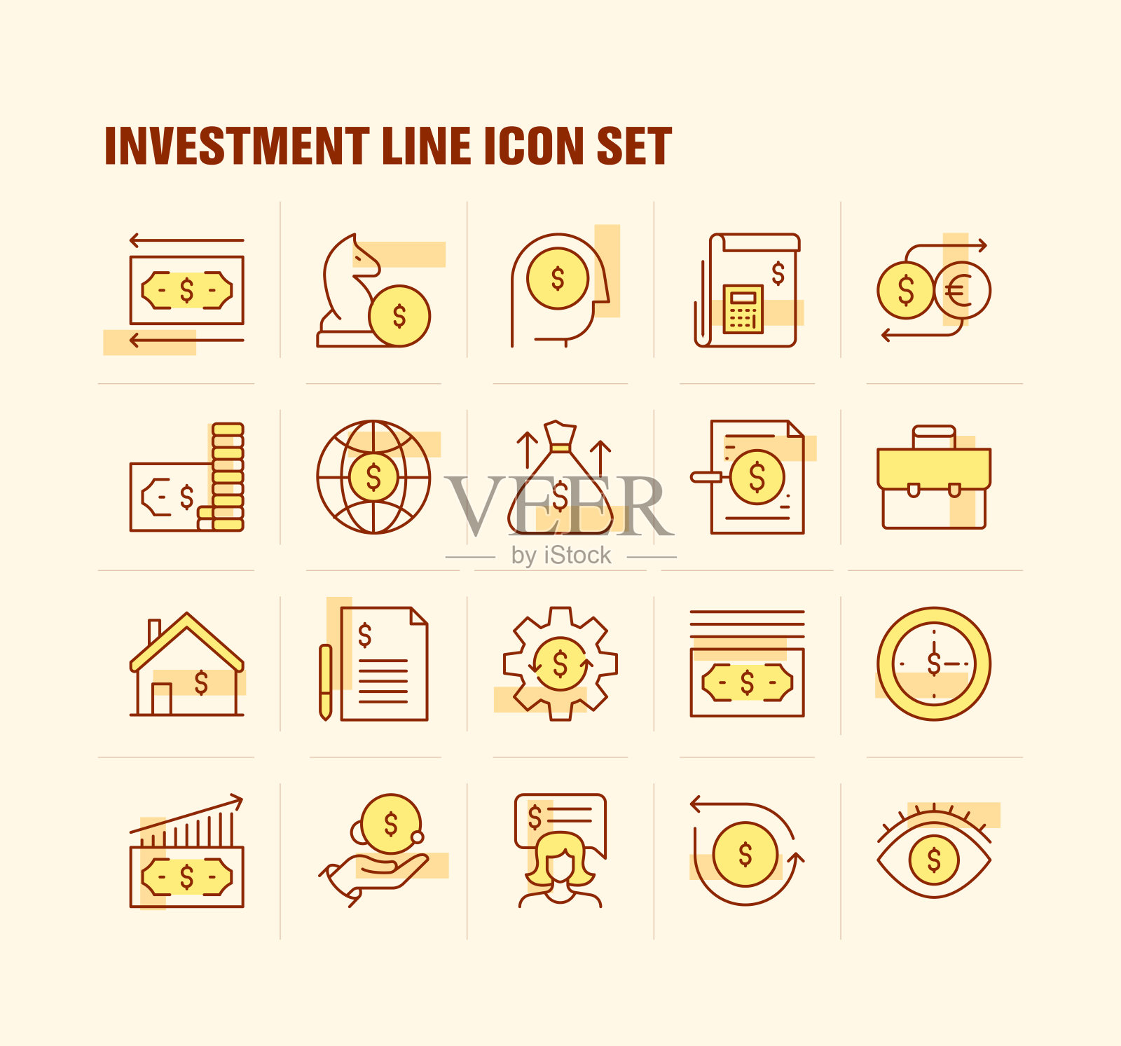 投资，资本，资产配置，基金，牛市，退休帐户图标插画图片素材