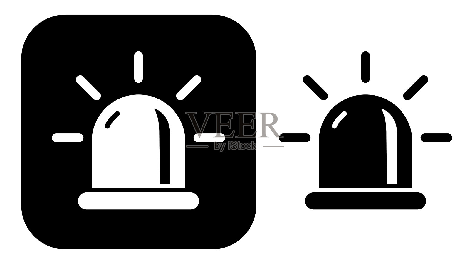 黑色和白色应急灯图标插画图片素材