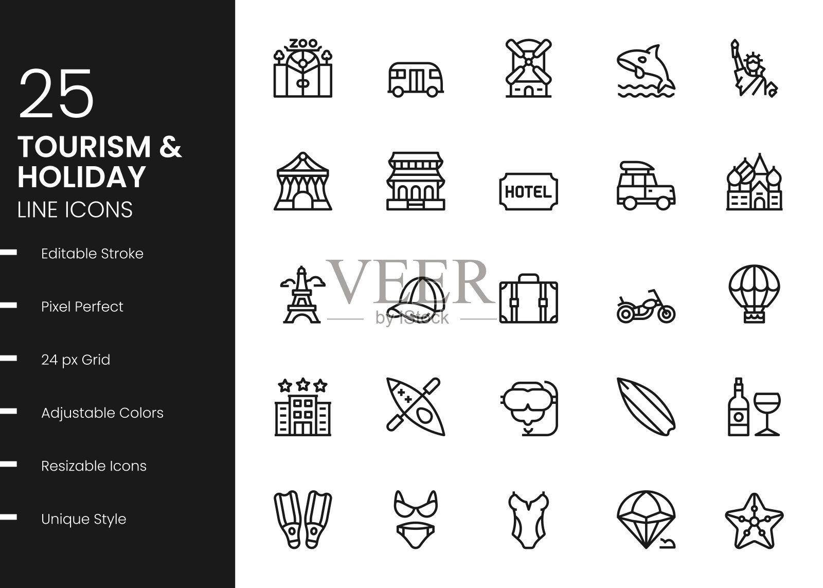 旅游和旅游线路图标插画图片素材