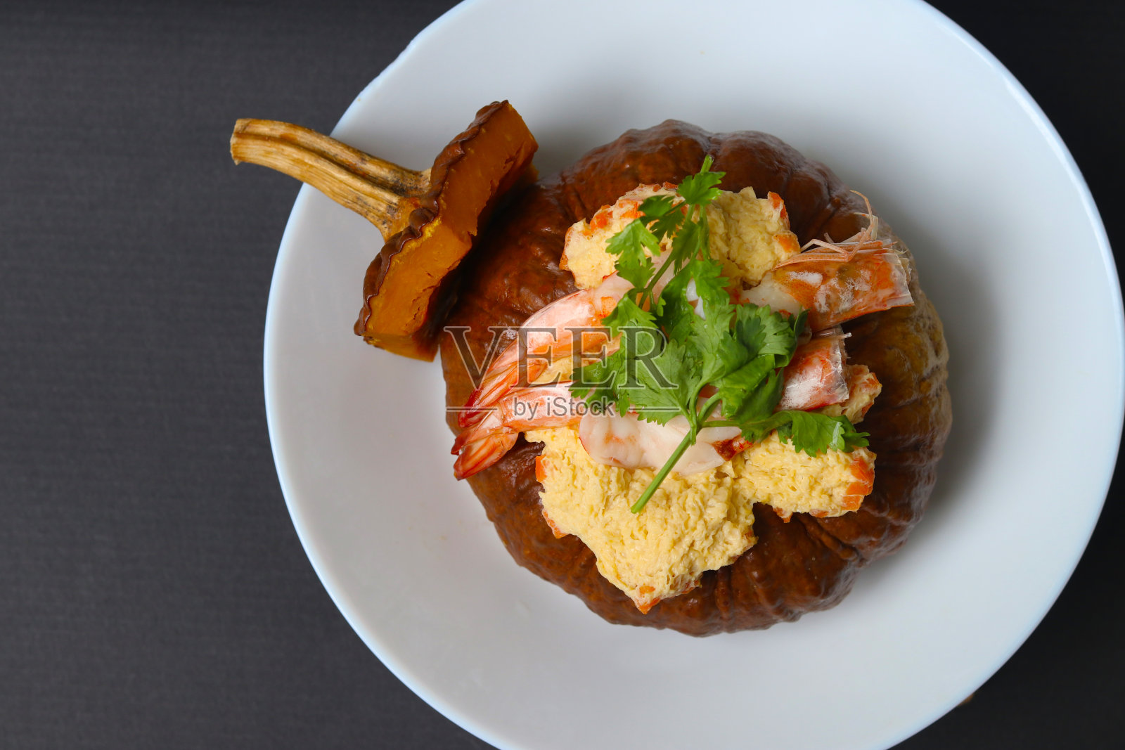 南瓜蒸蛋食谱，健康食品，天天吃。照片摄影图片