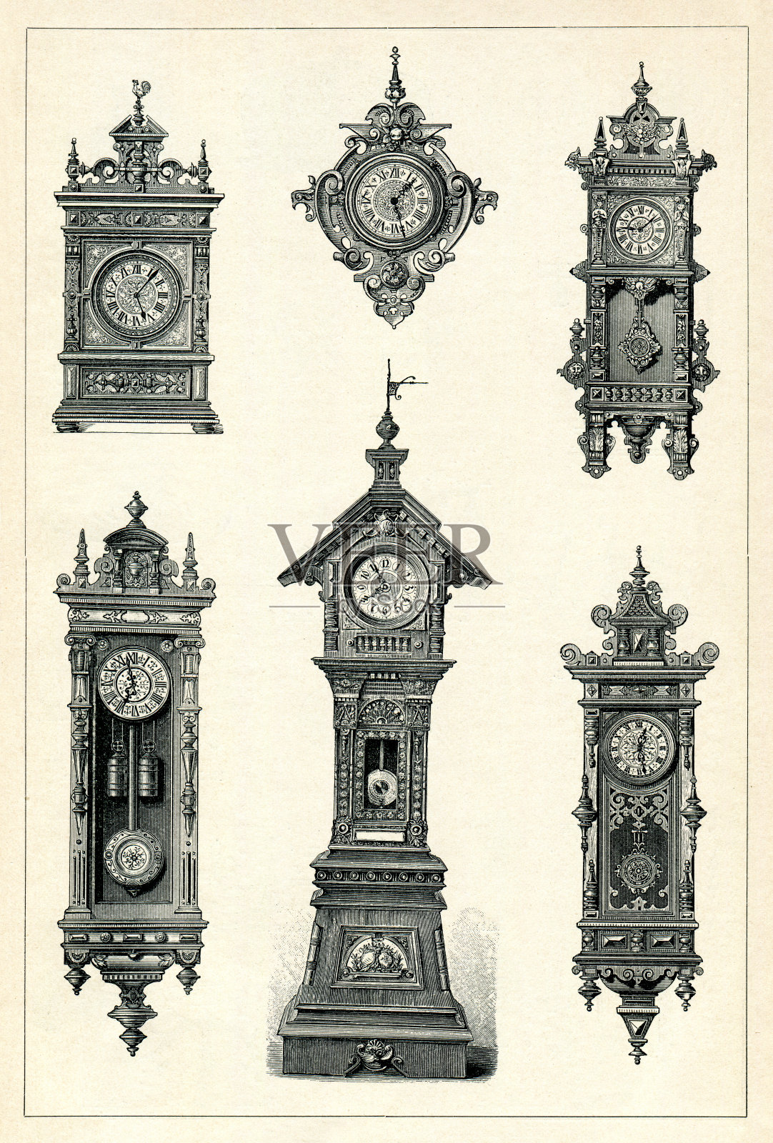 不同挂钟1895插画图片素材