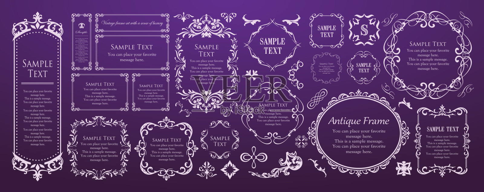 时尚的框架。设计模板。一组漂亮的额头。插画图片素材