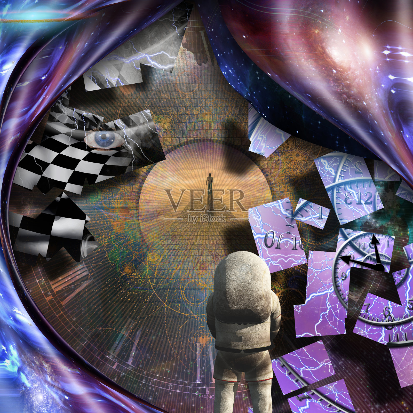 人在通往天堂的路上插画图片素材