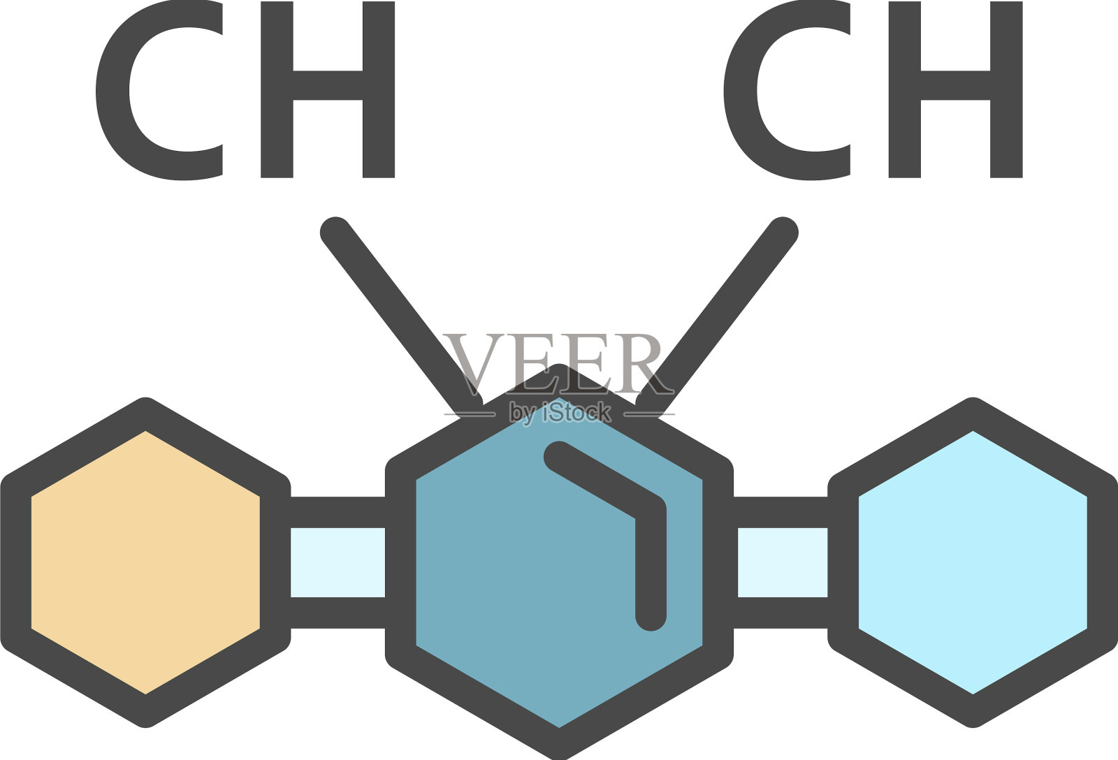 Ch化学物质图标颜色轮廓插画图片素材