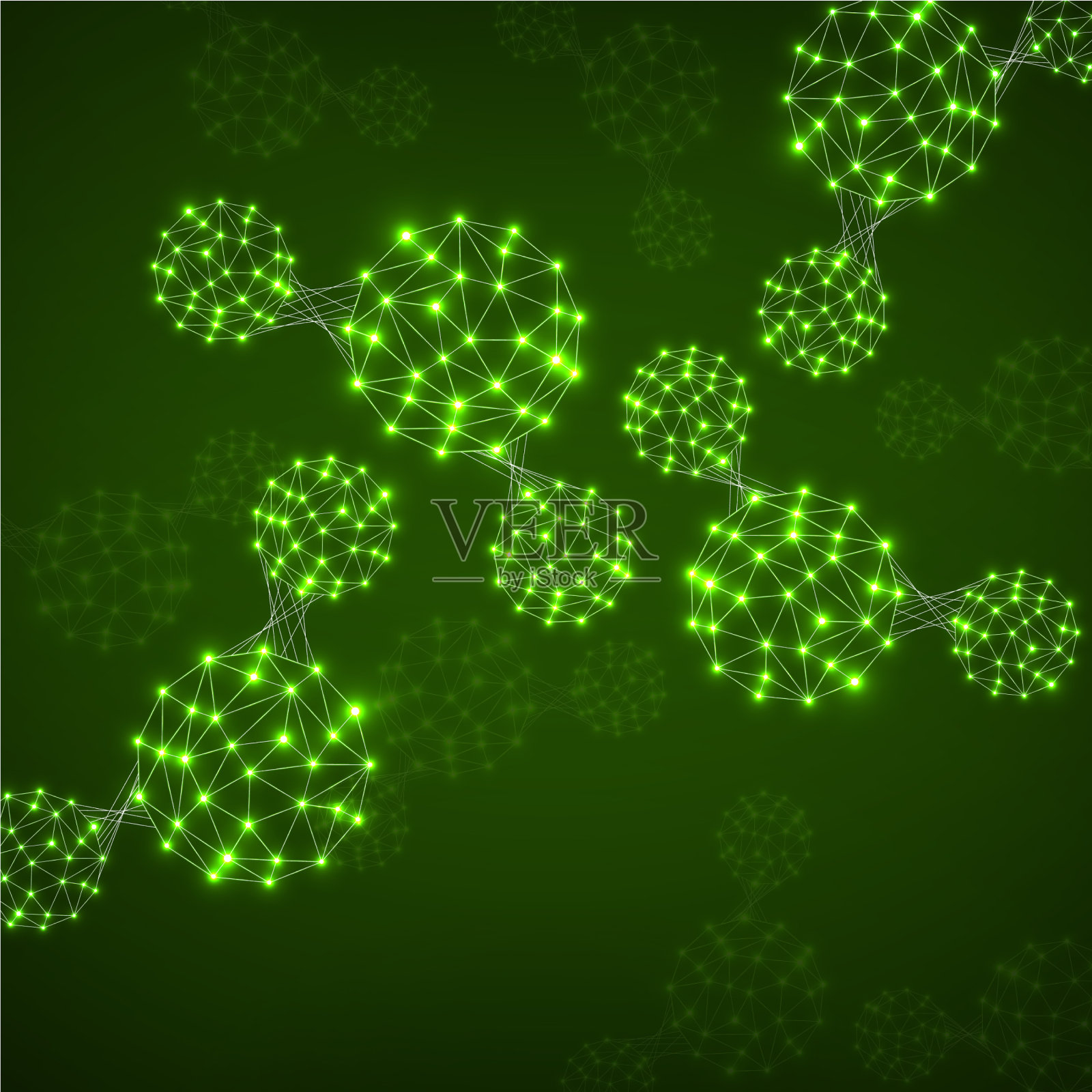 摘要分子结构多边形球插画图片素材