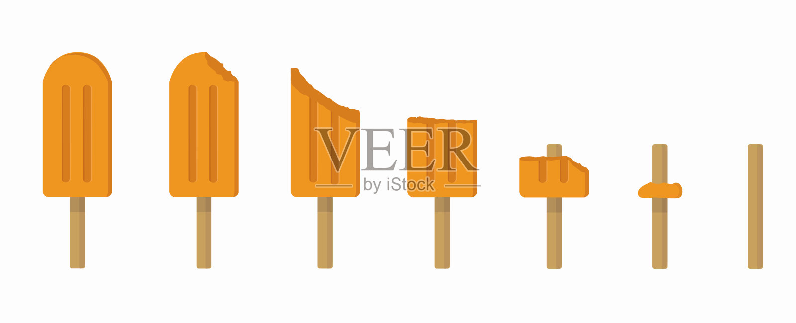 冰淇淋图标，冰棒，冰淇淋和冰淇淋集。插画图片素材