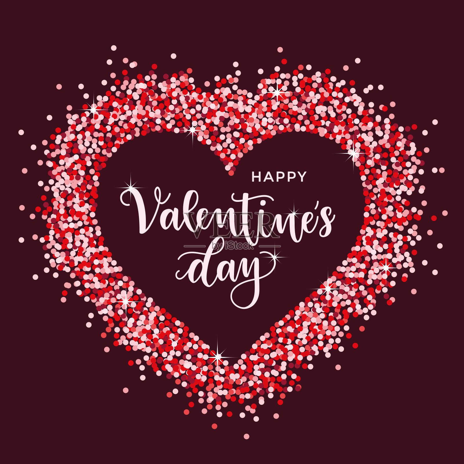 红点闪烁的心脏框架。情人节卡片。插画图片素材