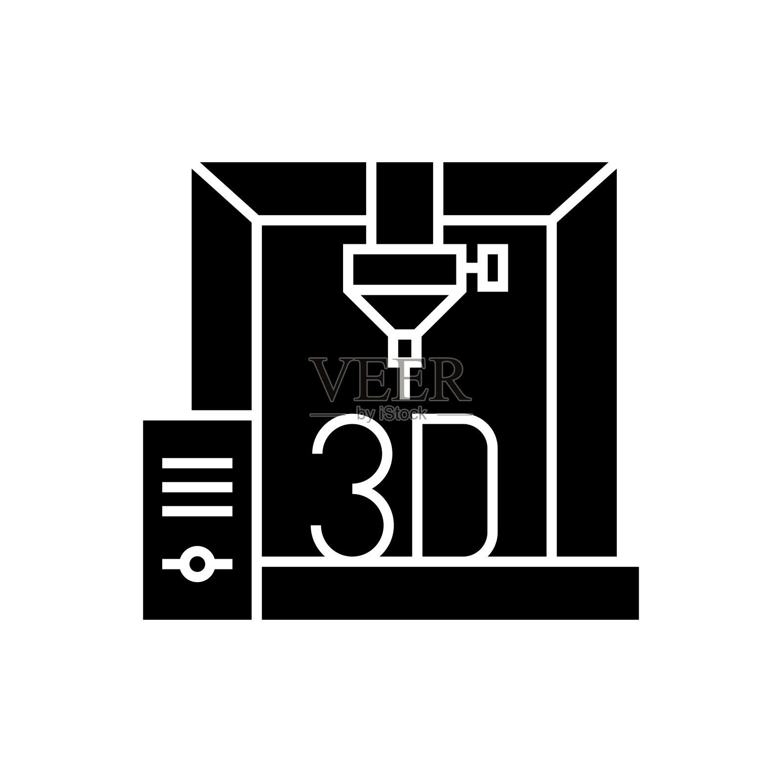 3D打印机图标固体风格。矢量图标设计元素的网页，移动应用程序，UI, UX设计插画图片素材