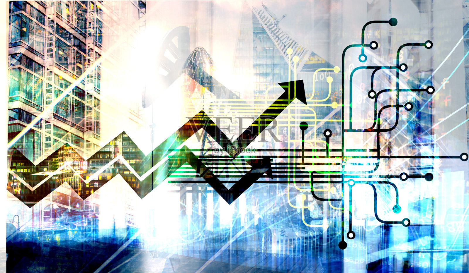 业务概念说明。股指成长、经济、财务正面指数抽象业务背景。照片摄影图片