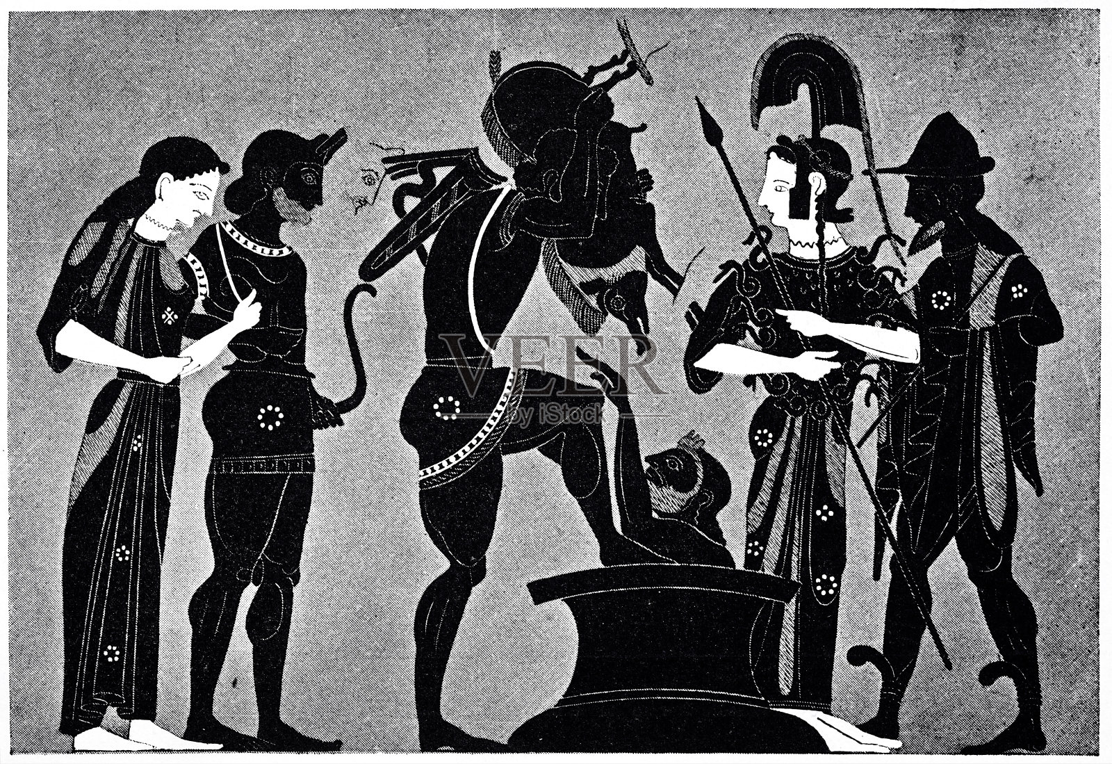 赫拉克利斯带着一只捕获的野猪插画图片素材