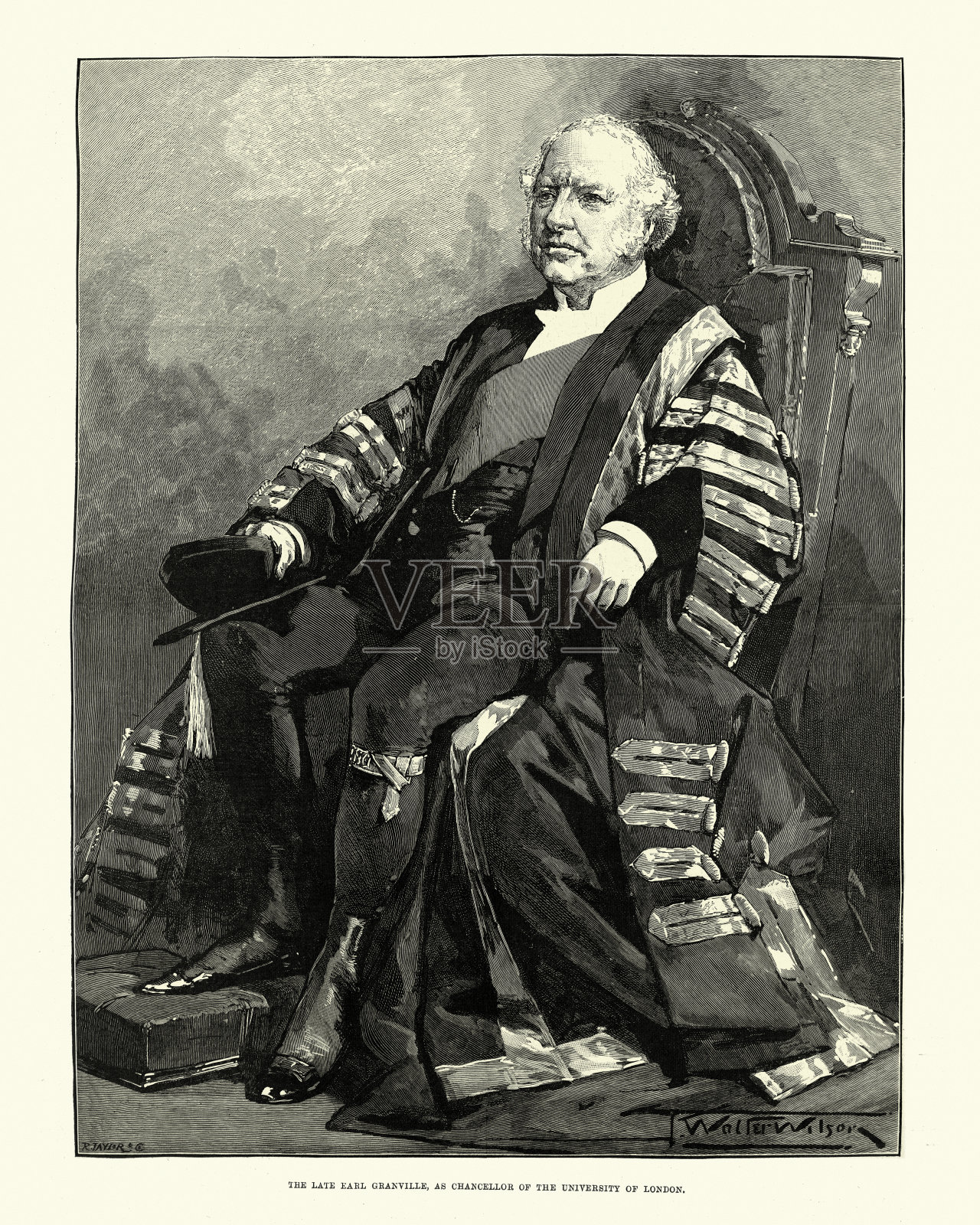 Granville Leveson-Gower，第二伯爵Granville，伦敦大学校长插画图片素材