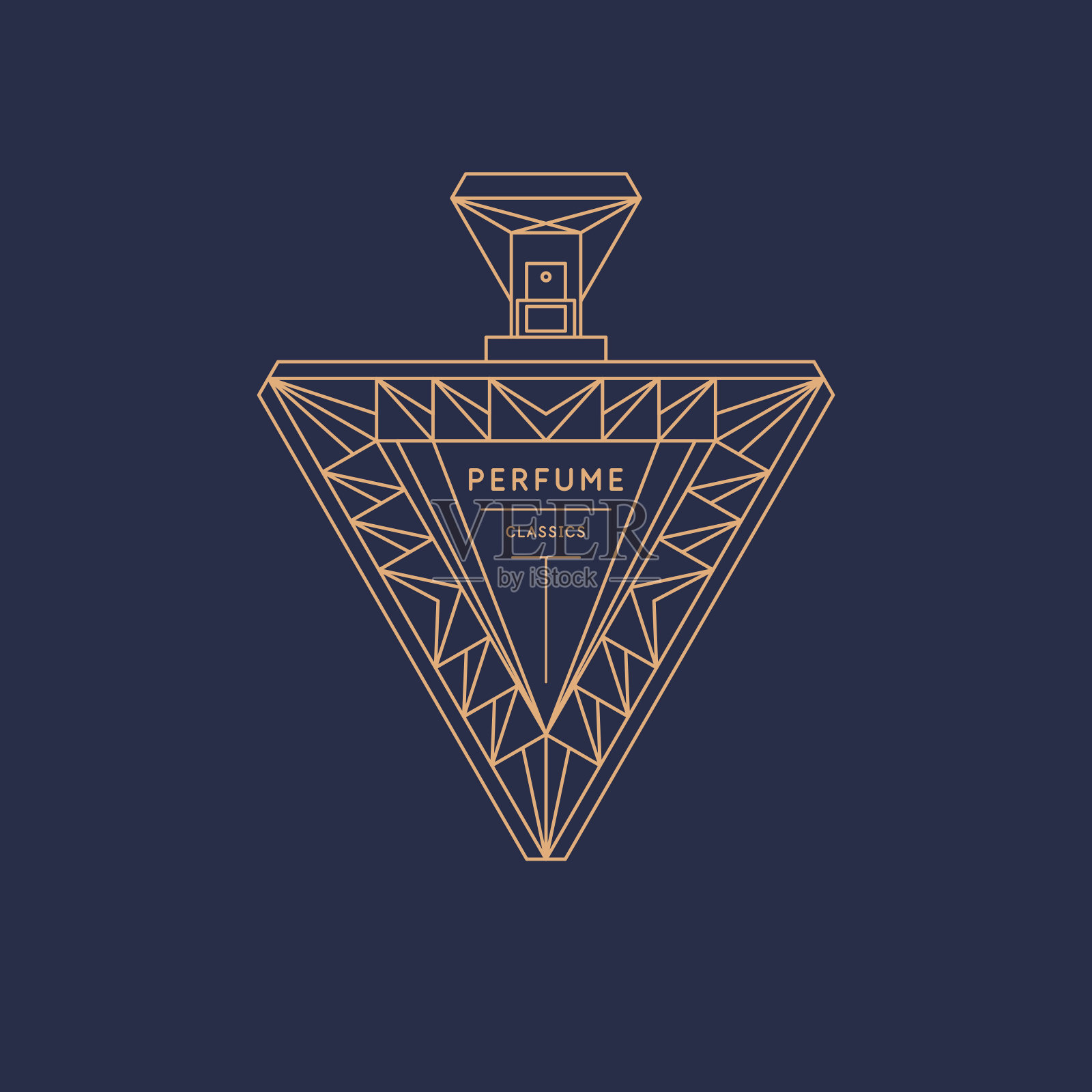 香水的女性。一个香水瓶的线性图像。一个美丽的矢量形象以时尚的风格进行设计。插画图片素材