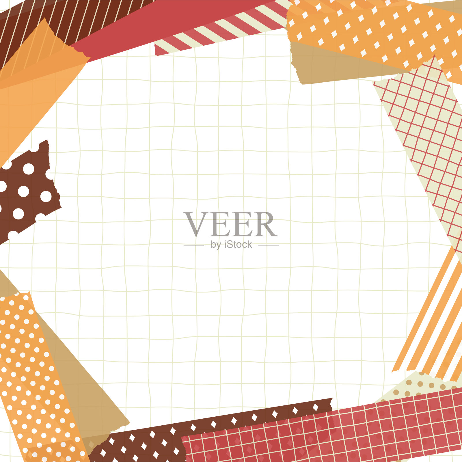 可爱和彩色胶带插图插画图片素材