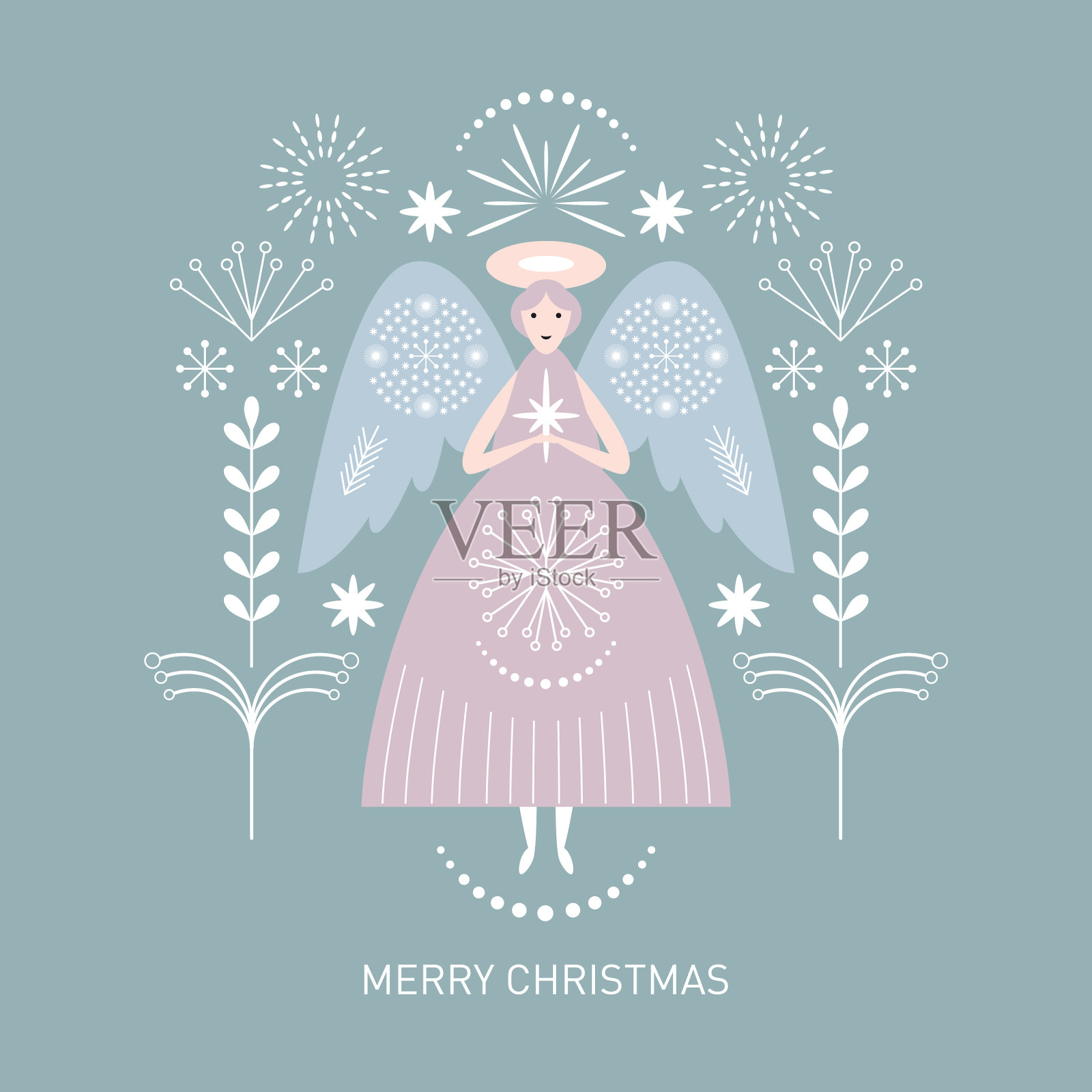 圣诞天使插画图片素材