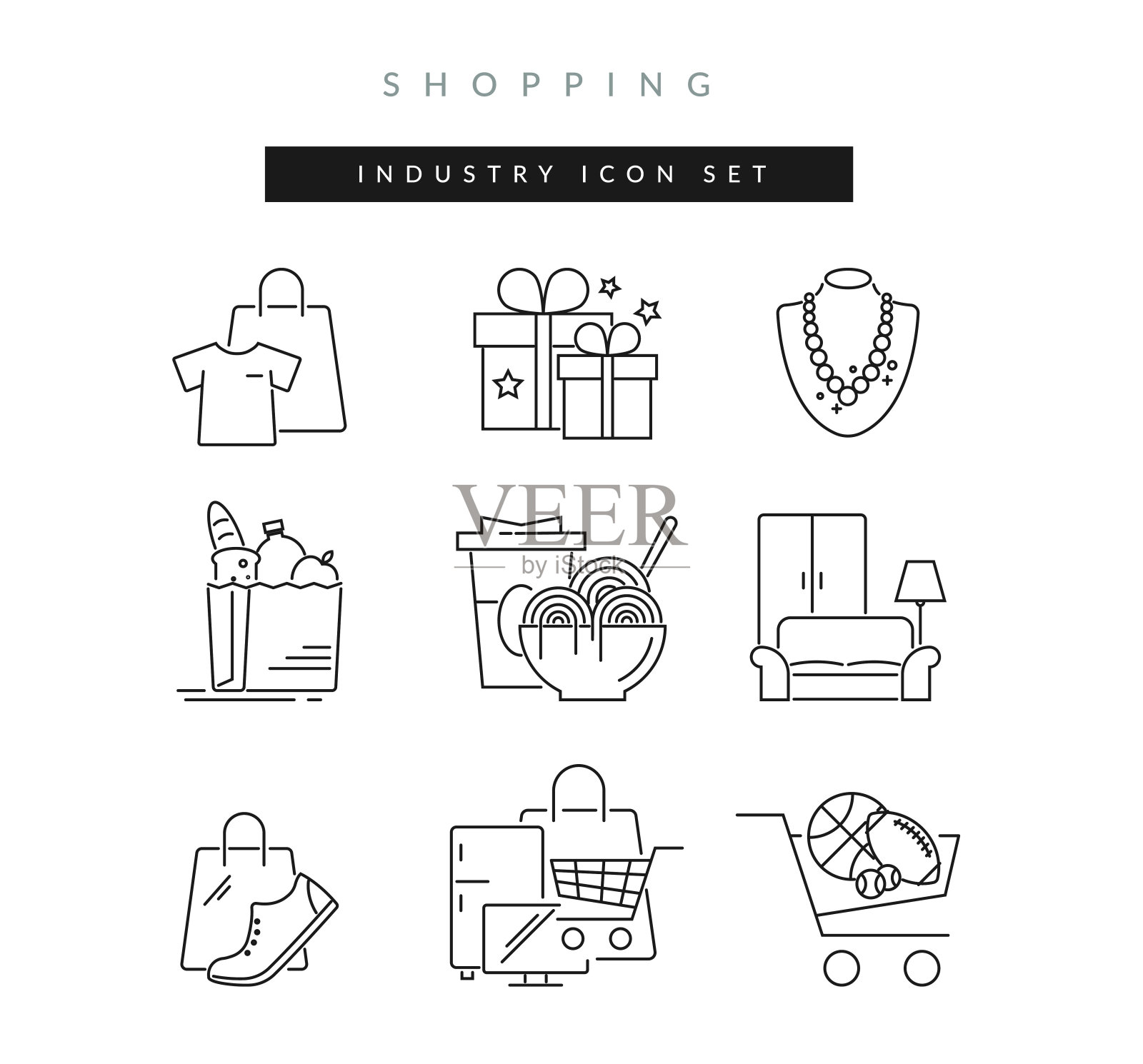 零售和购物行业-图标集插画图片素材