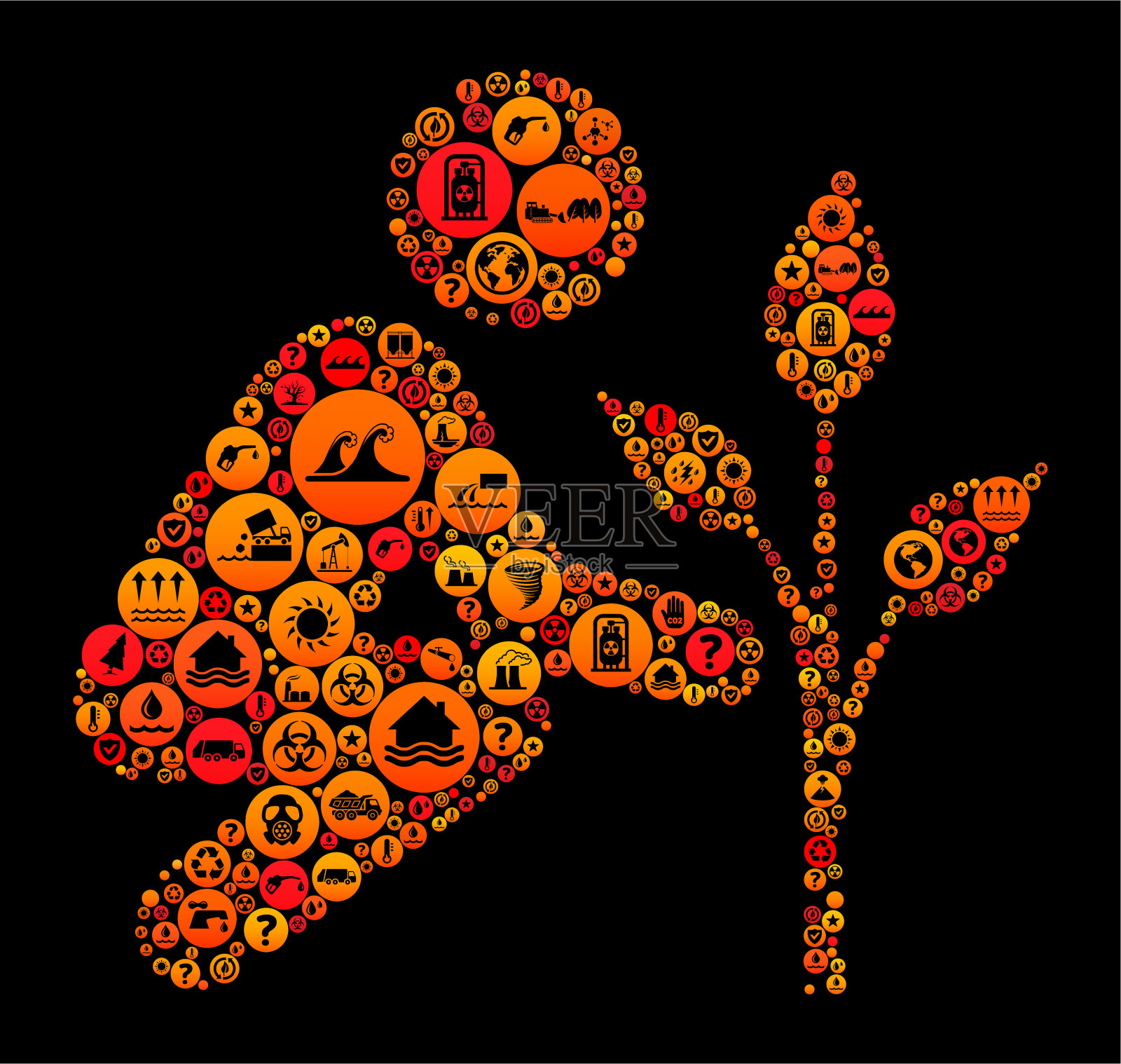 应对气候变化矢量图标图案：植树插画图片素材