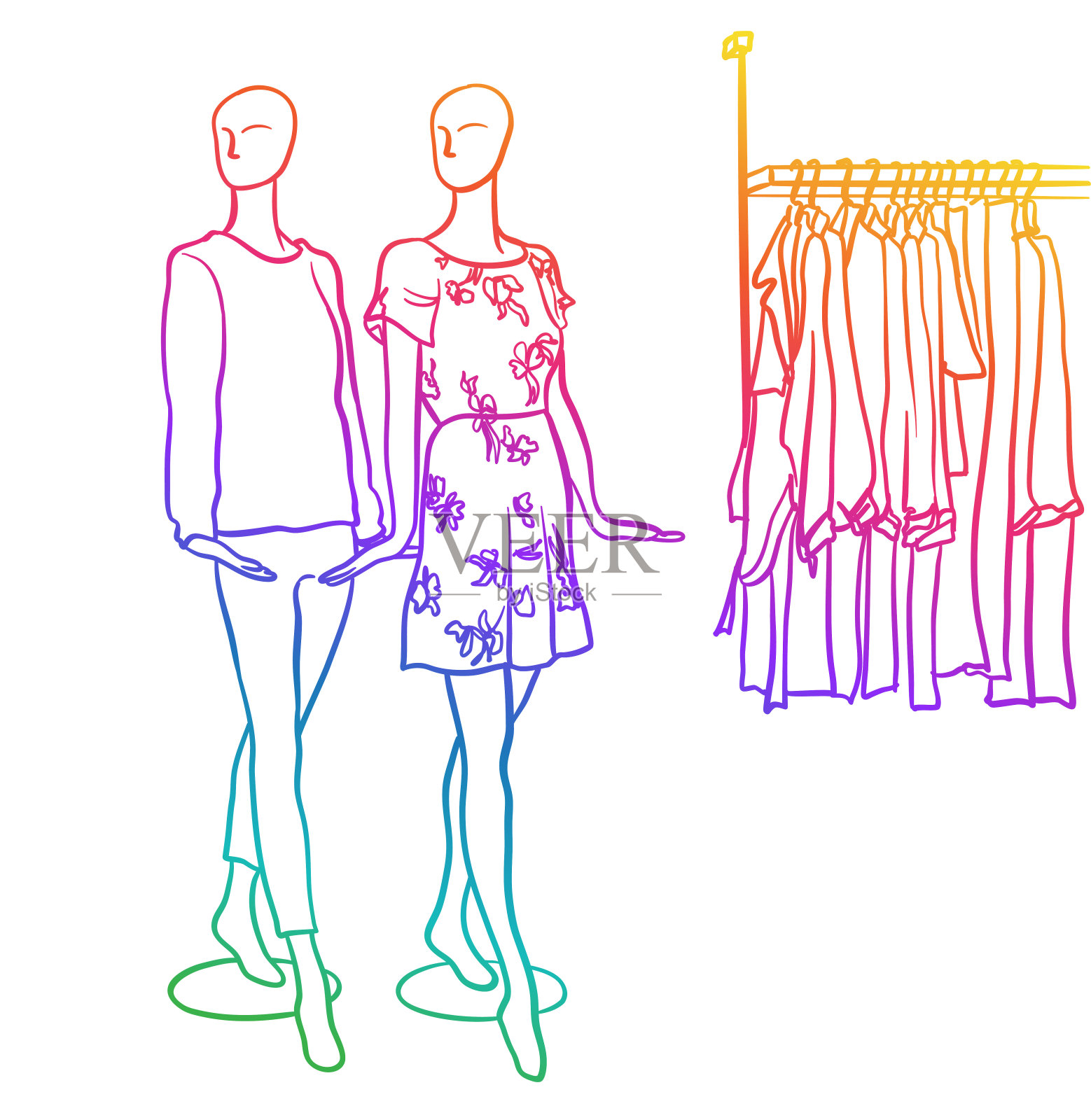 人体模特的手彩虹插画图片素材