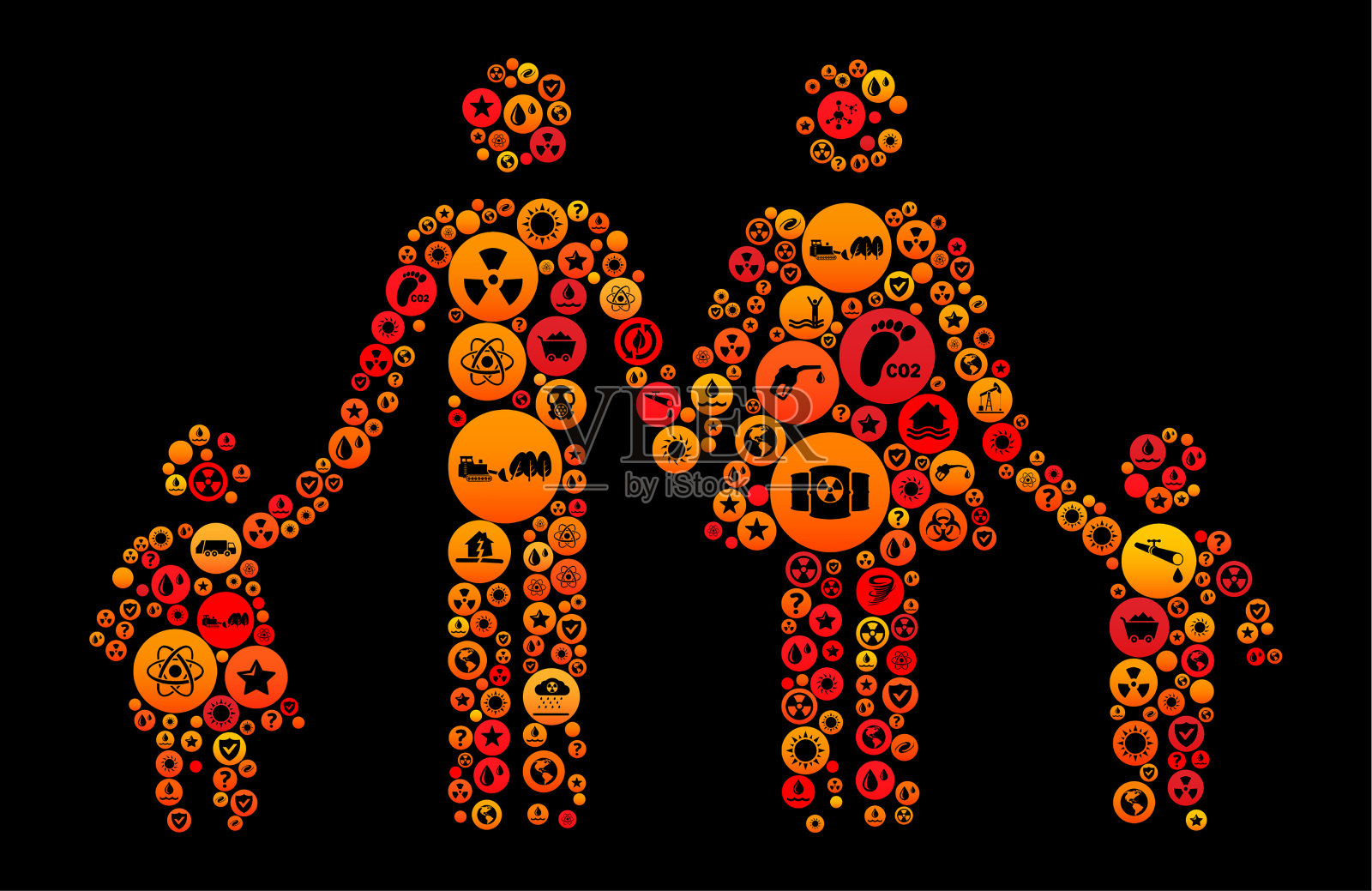 家庭与气候变化矢量图标图案插画图片素材