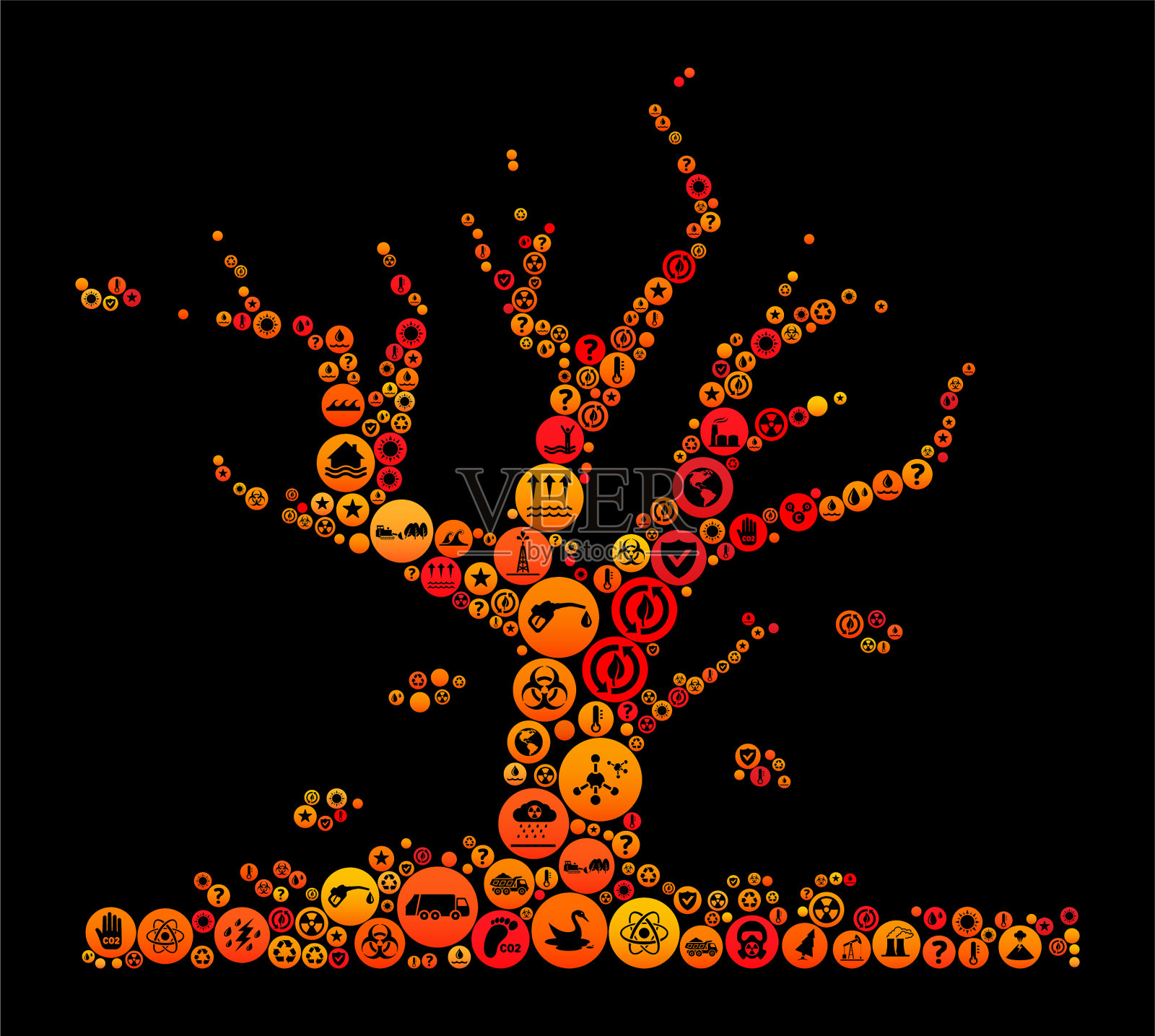 树木落叶气候变化矢量图标图案插画图片素材