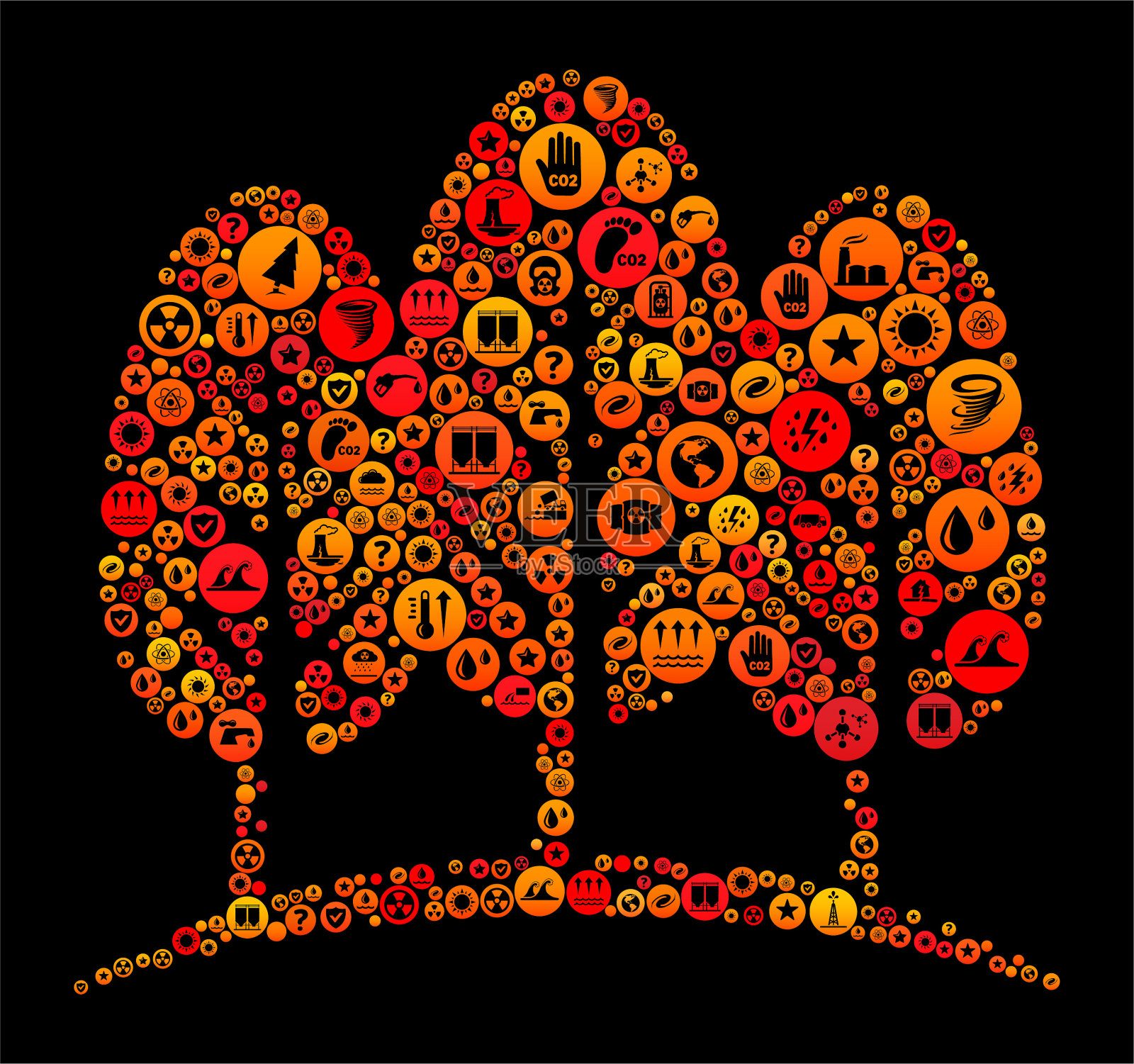 三棵树气候变化矢量图标图案插画图片素材