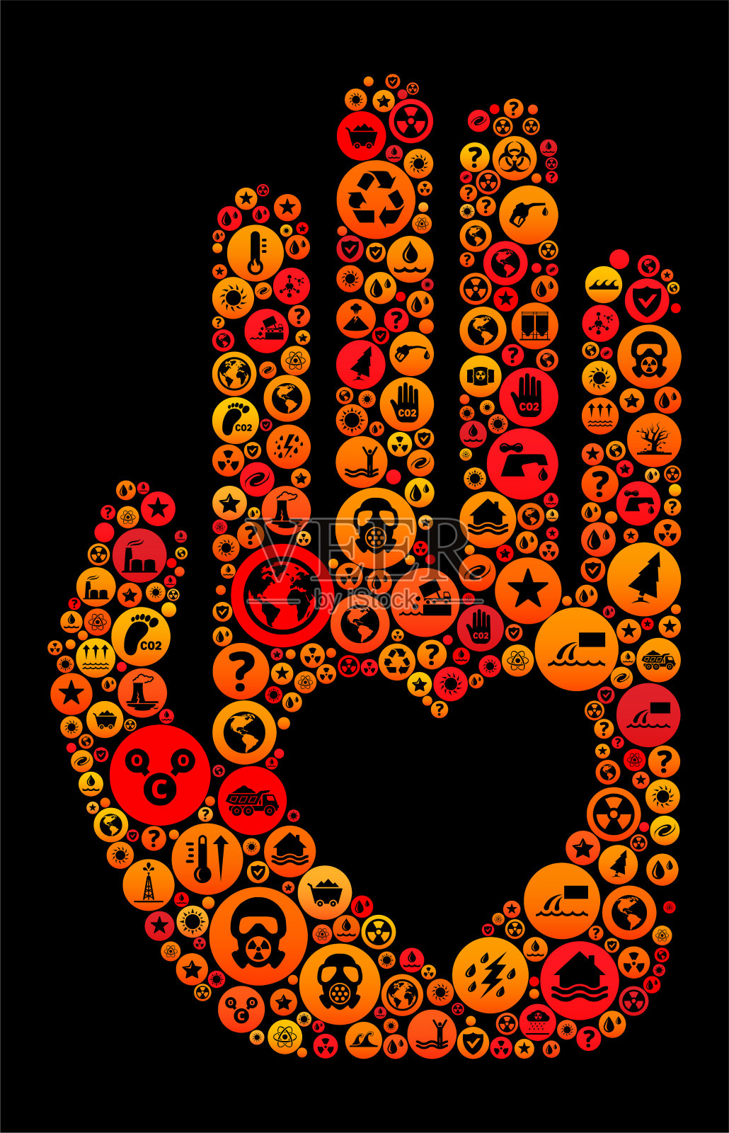 手与心，气候变化矢量图标背景插画图片素材