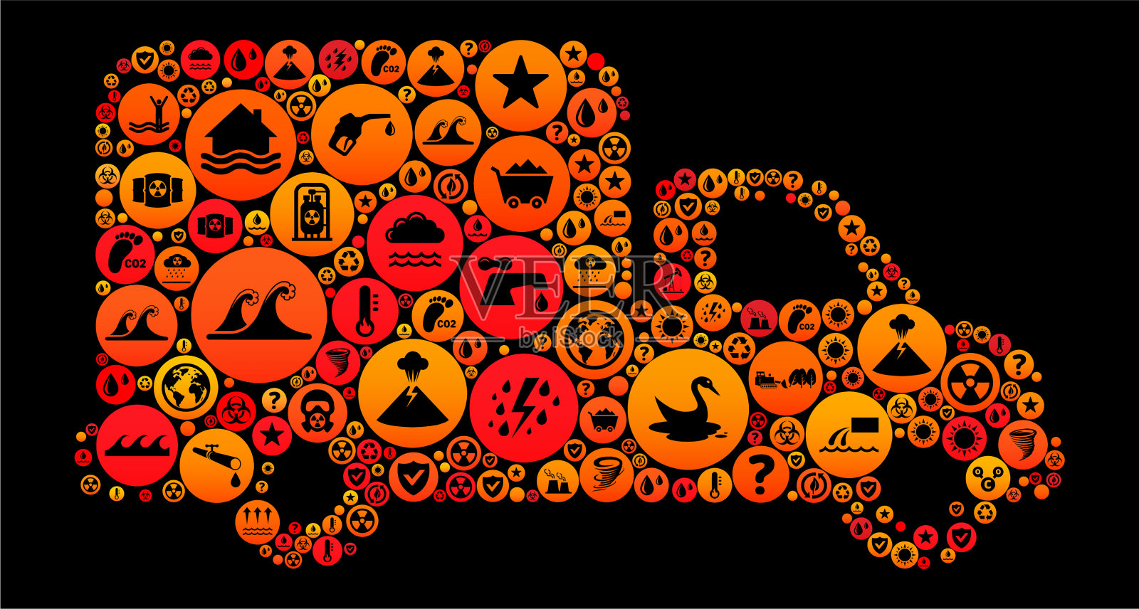 卡车与气候变化矢量图标图案插画图片素材