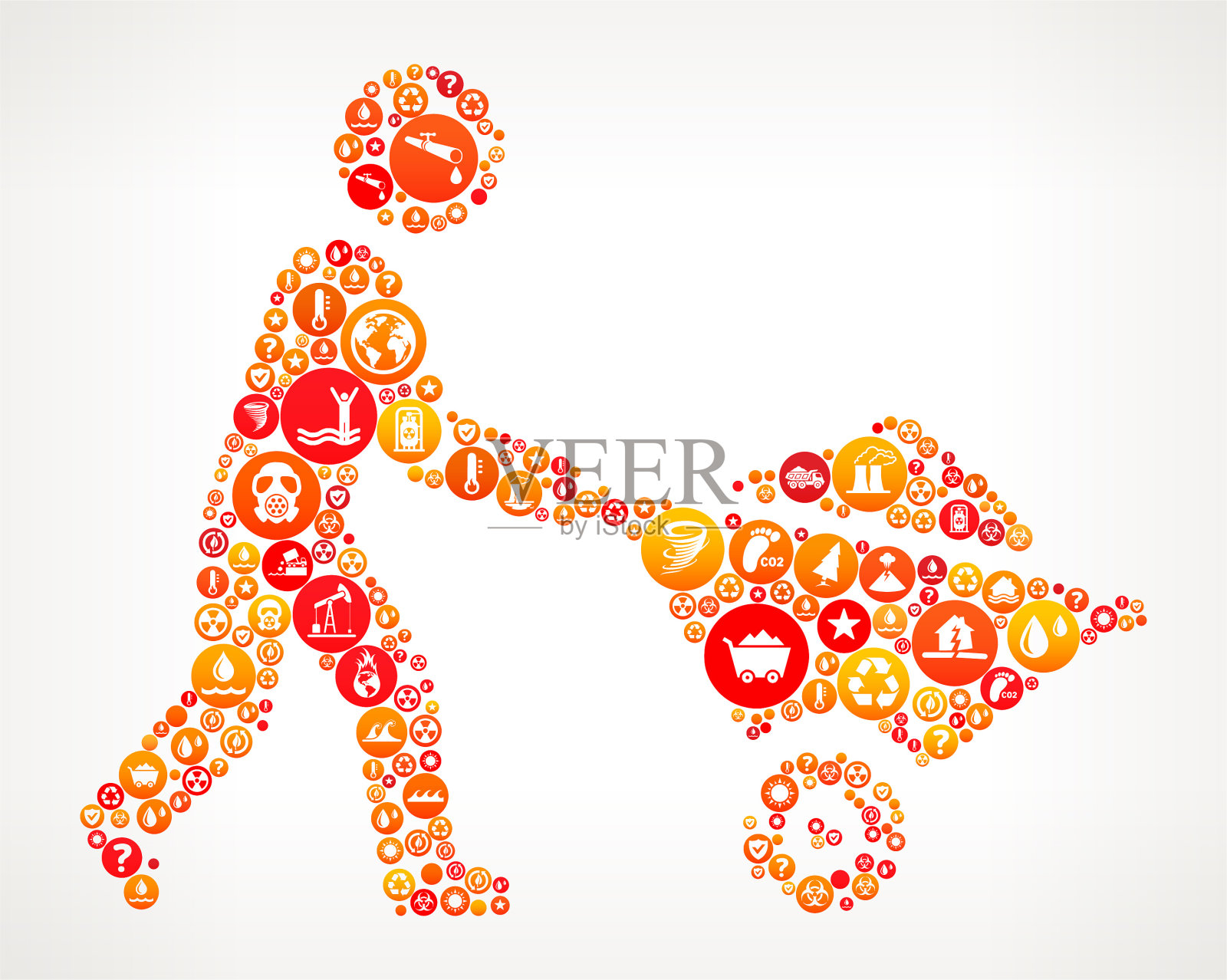 简笔画人物采矿气候变化矢量图标图案插画图片素材