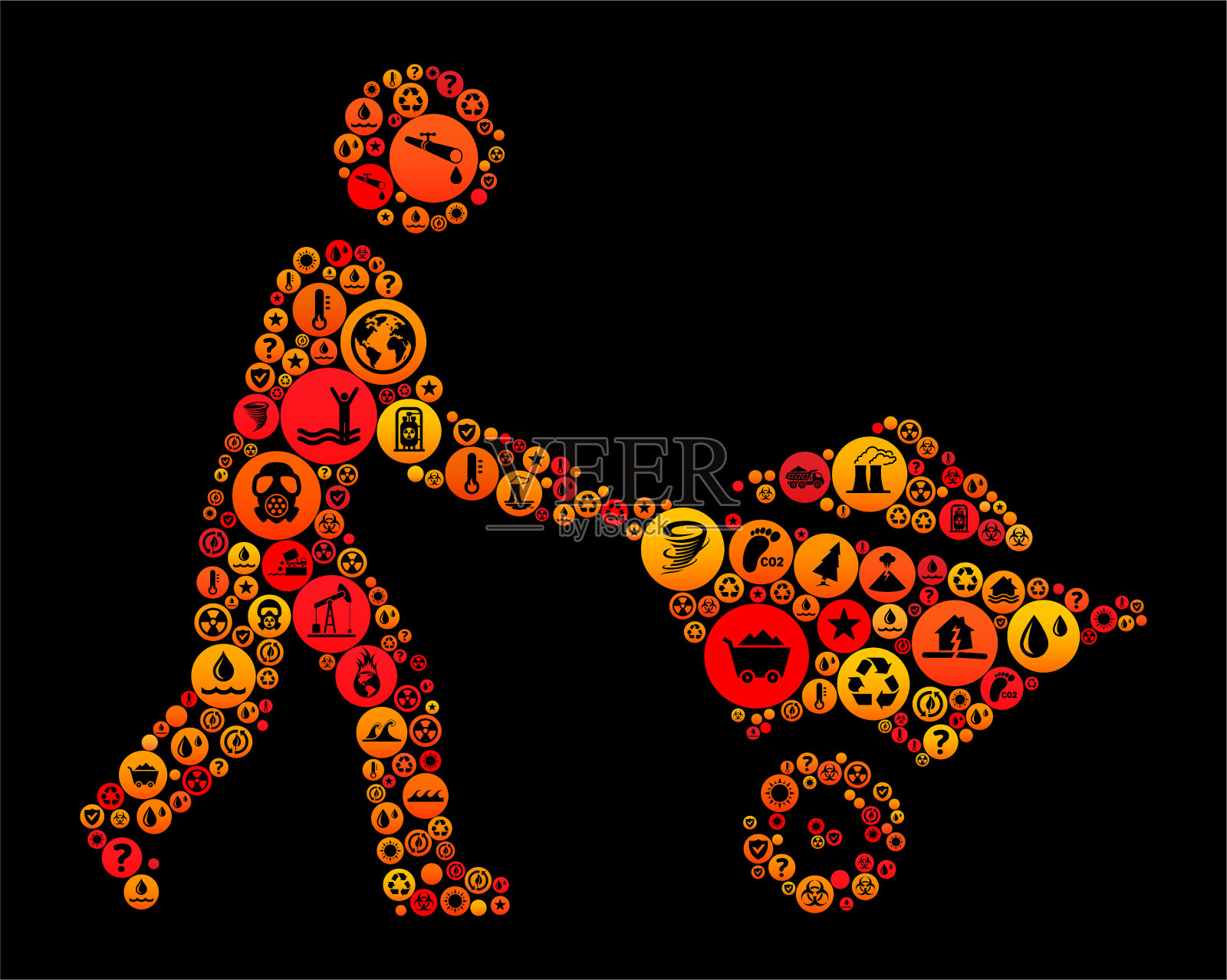 简笔画人物采矿气候变化矢量图标图案插画图片素材