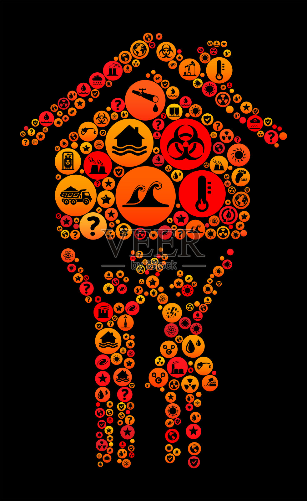 家庭与气候变化矢量图标图案插画图片素材