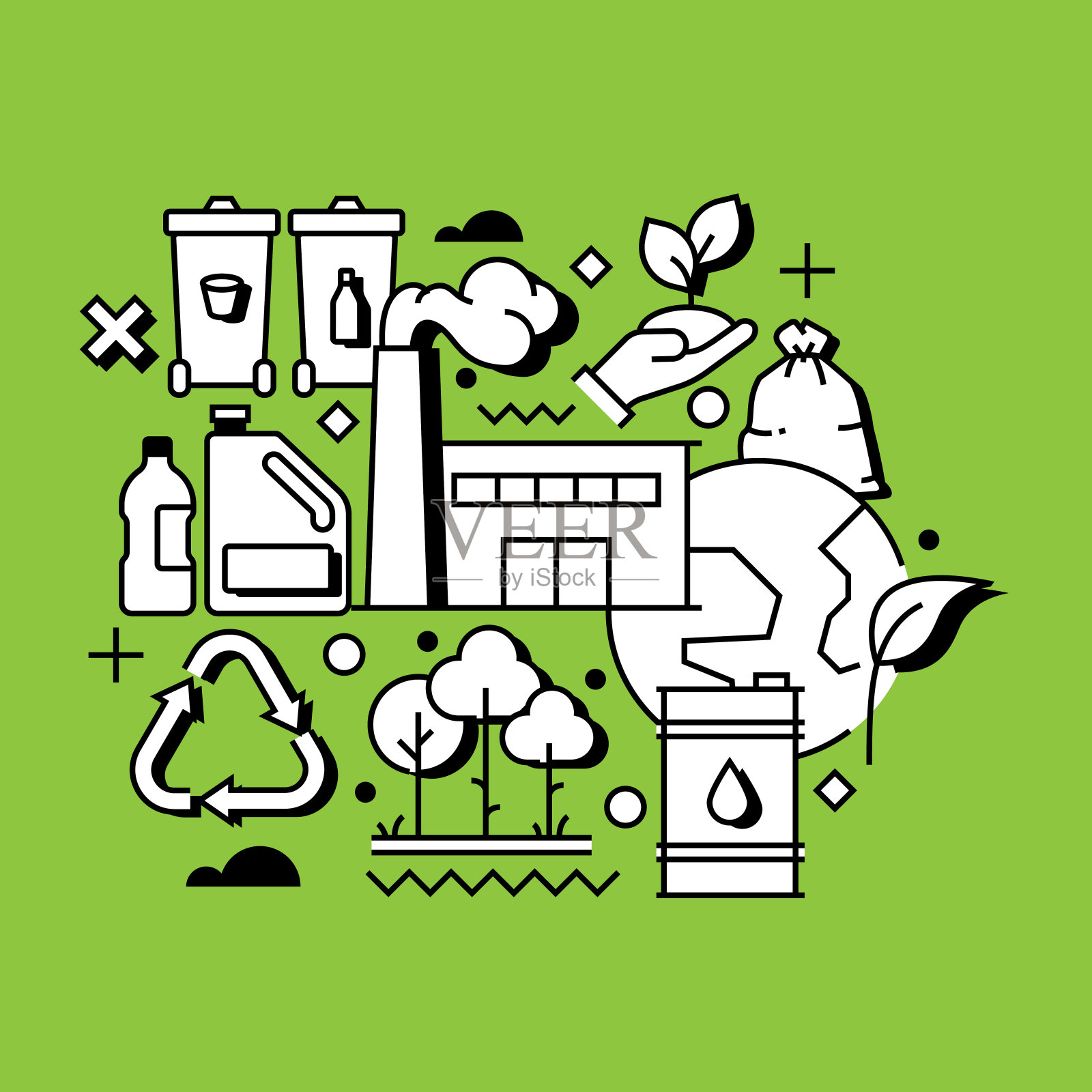 回收相关线设计风格网页横幅插画图片素材