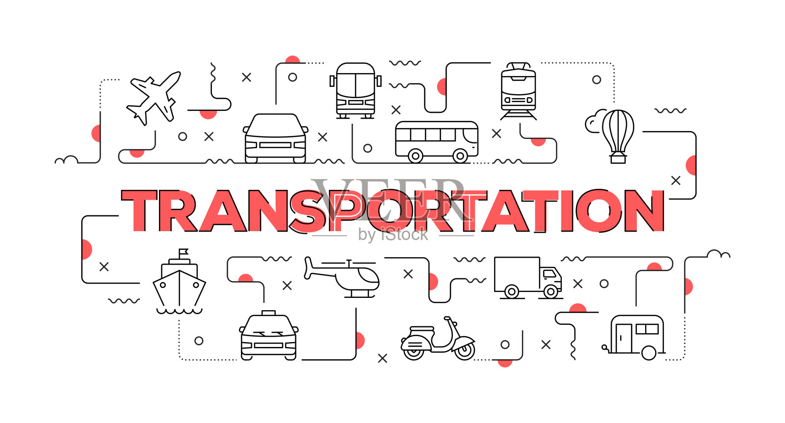交通相关的网页横幅线样式。现代设计矢量插图插画图片素材