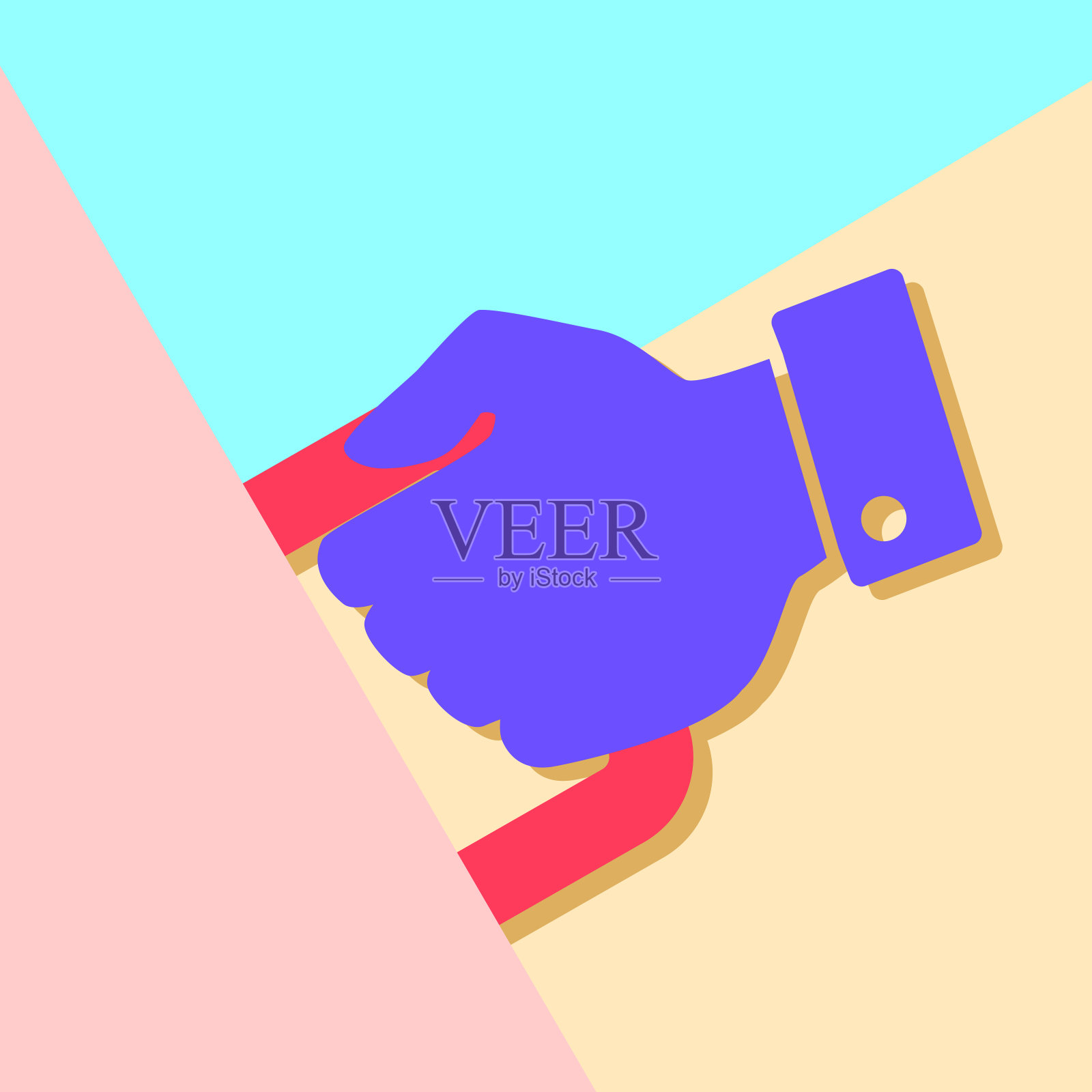 平面现代艺术设计图形形象的手与处理上的粉红色插画图片素材