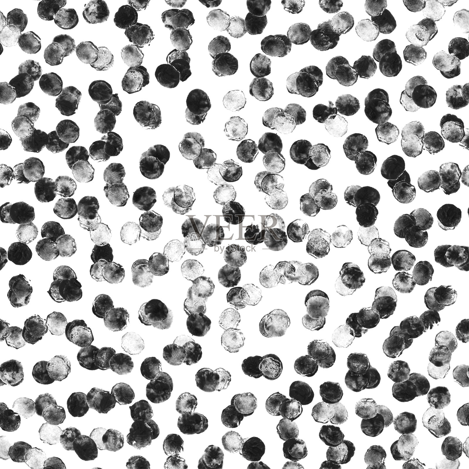 2. 纸张背景高亮白色表面上不规则边缘的不均匀凌乱单色粘点-矢量手绘插图中具有美丽自然细节的抽象织物图案-宏观显微镜下的细菌插画图片素材