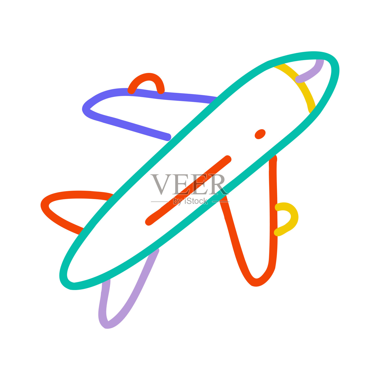 手绘飞机图标插画图片素材