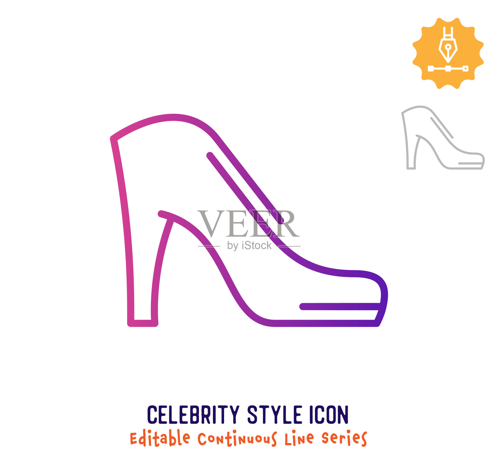 名人风格连续线可编辑的笔画线插画图片素材